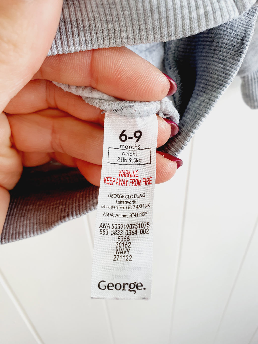 George grey hooded zip up jumper 6-9 months