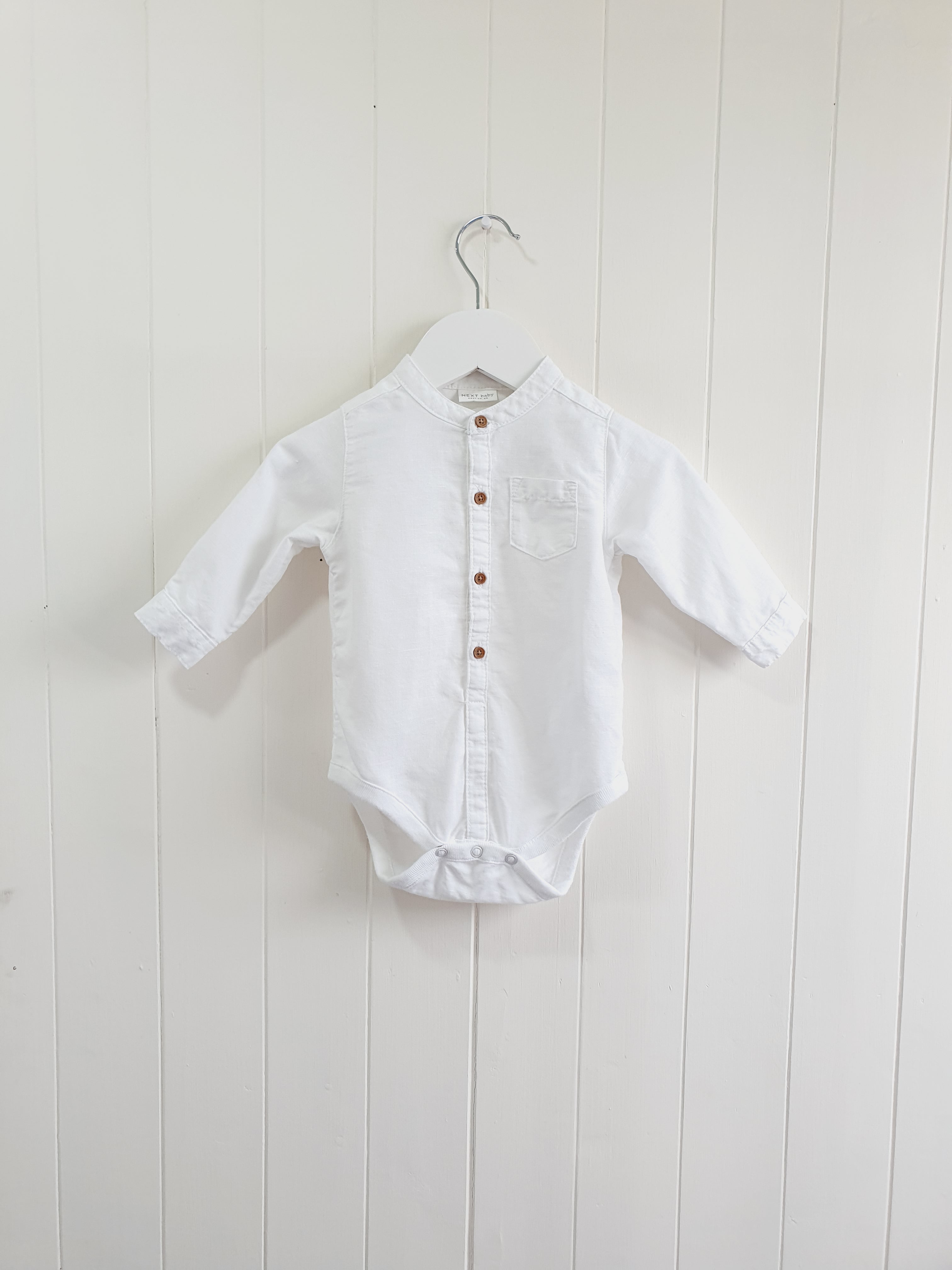Next white woven shirt bodysuit 3-6 months