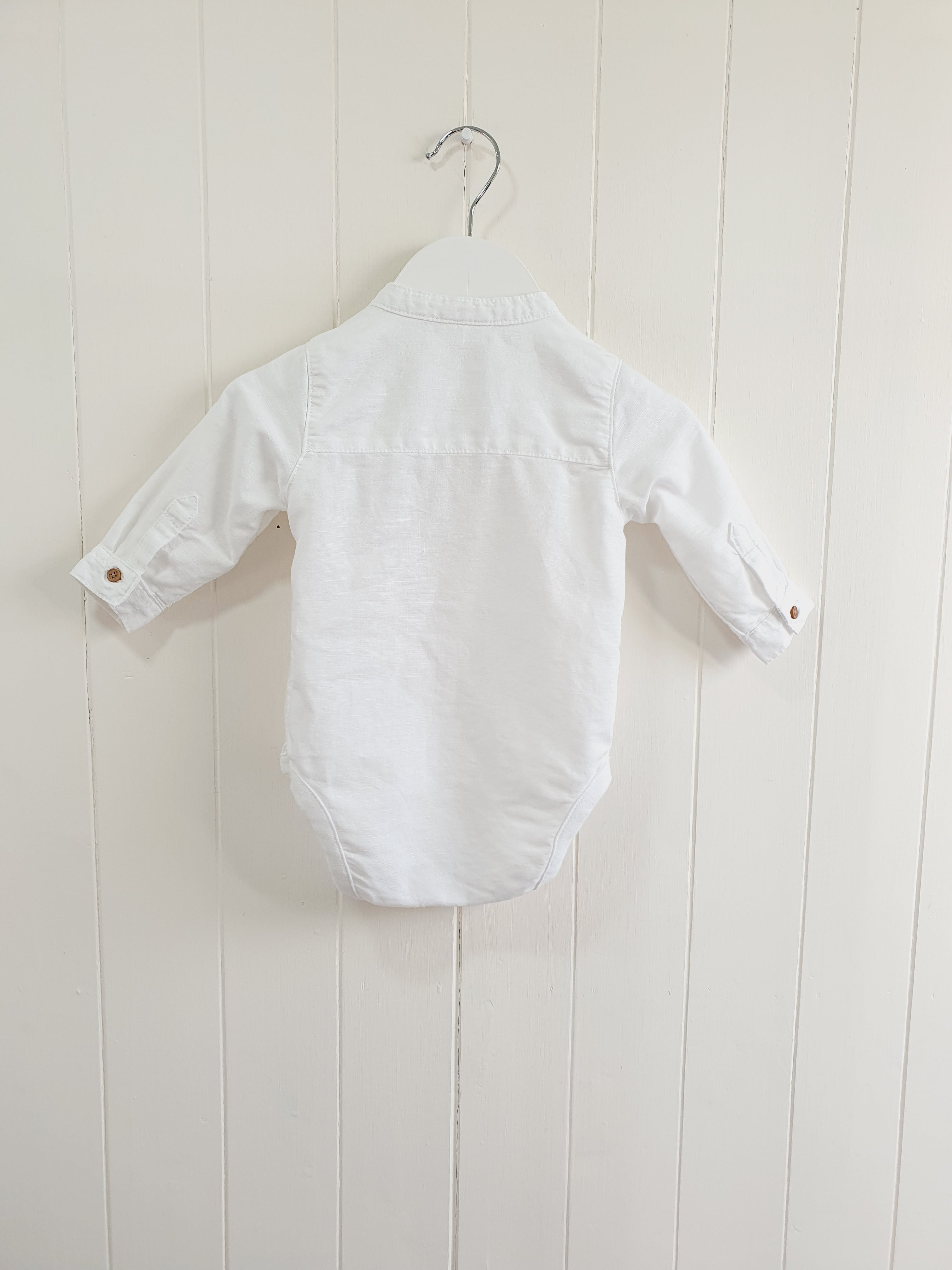 Next white woven shirt bodysuit 3-6 months