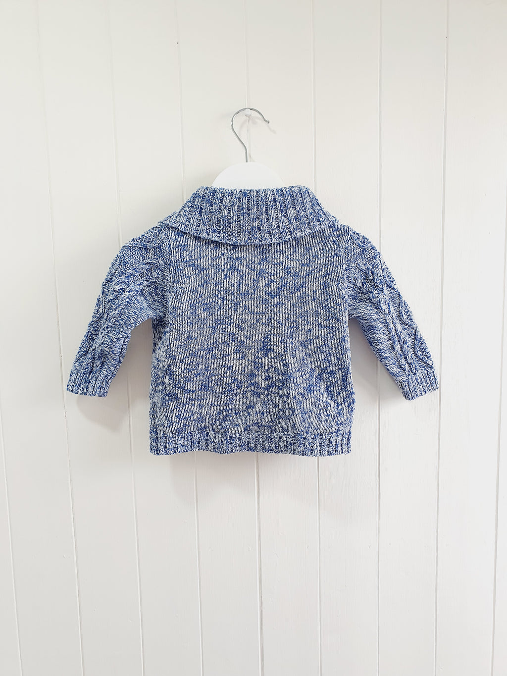 M&S blue cable knit cardigan 6-9 months