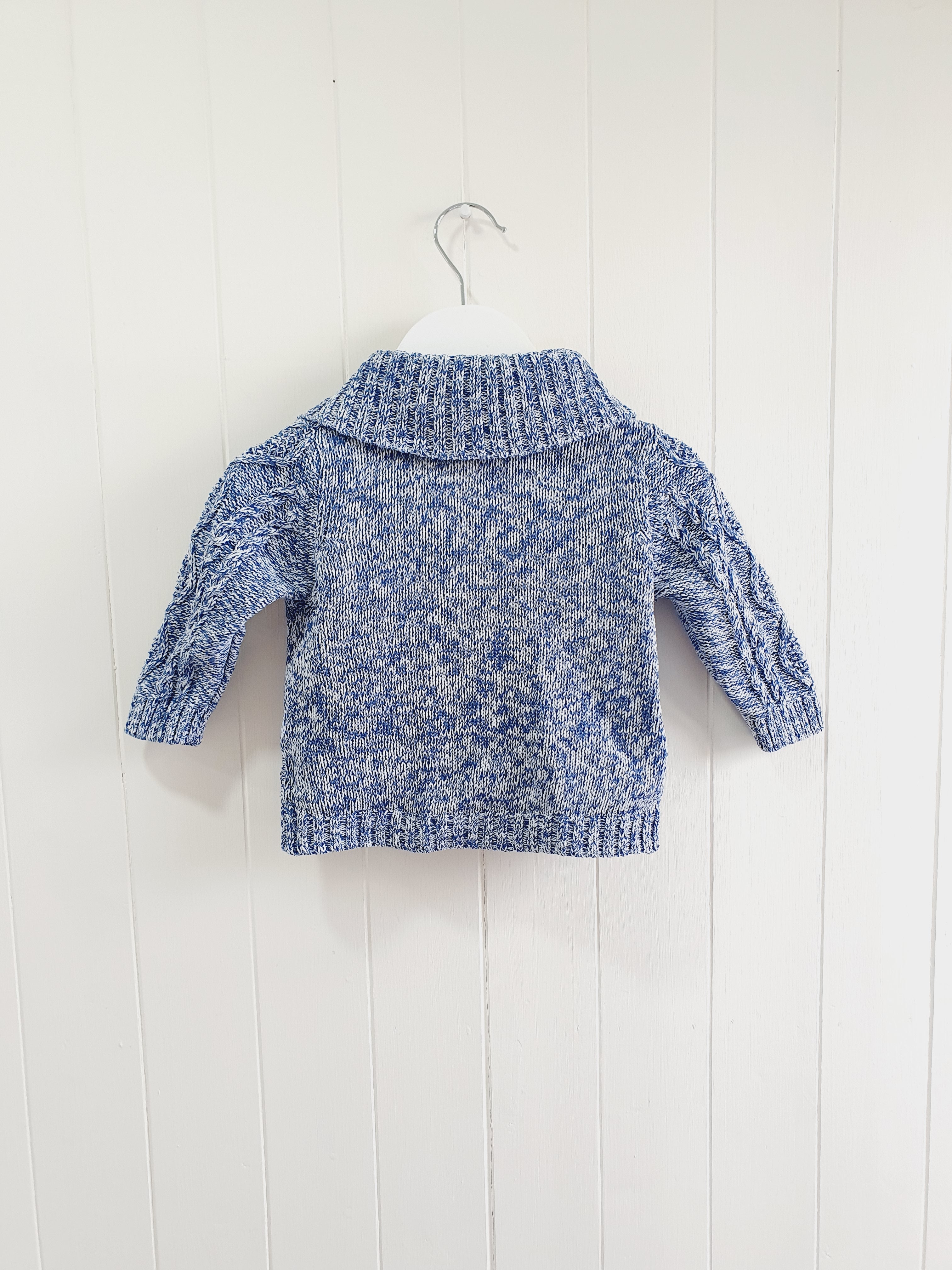 M&S blue cable knit cardigan 6-9 months