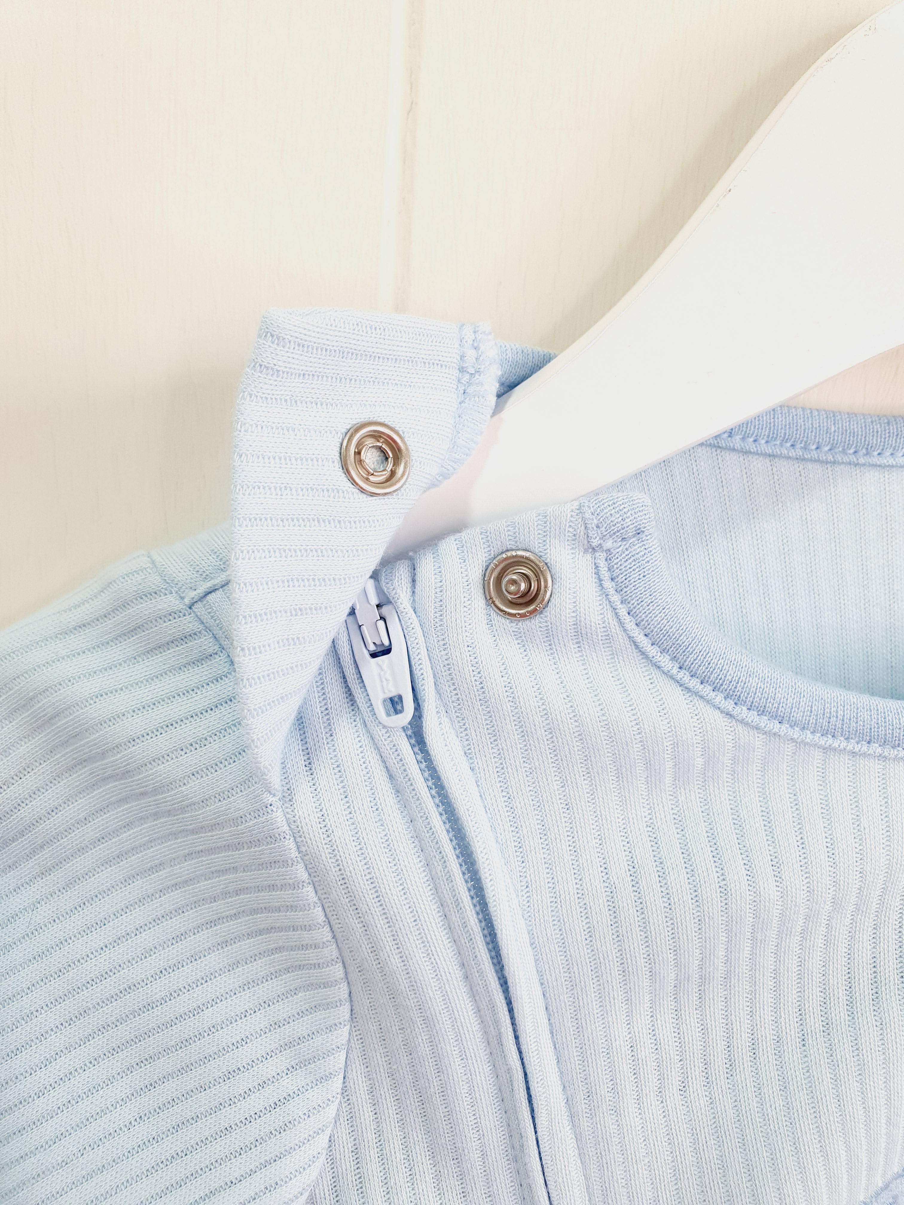 Little Nutmeg light blue 'best little brother' zip up sleepsuit 0-3 months
