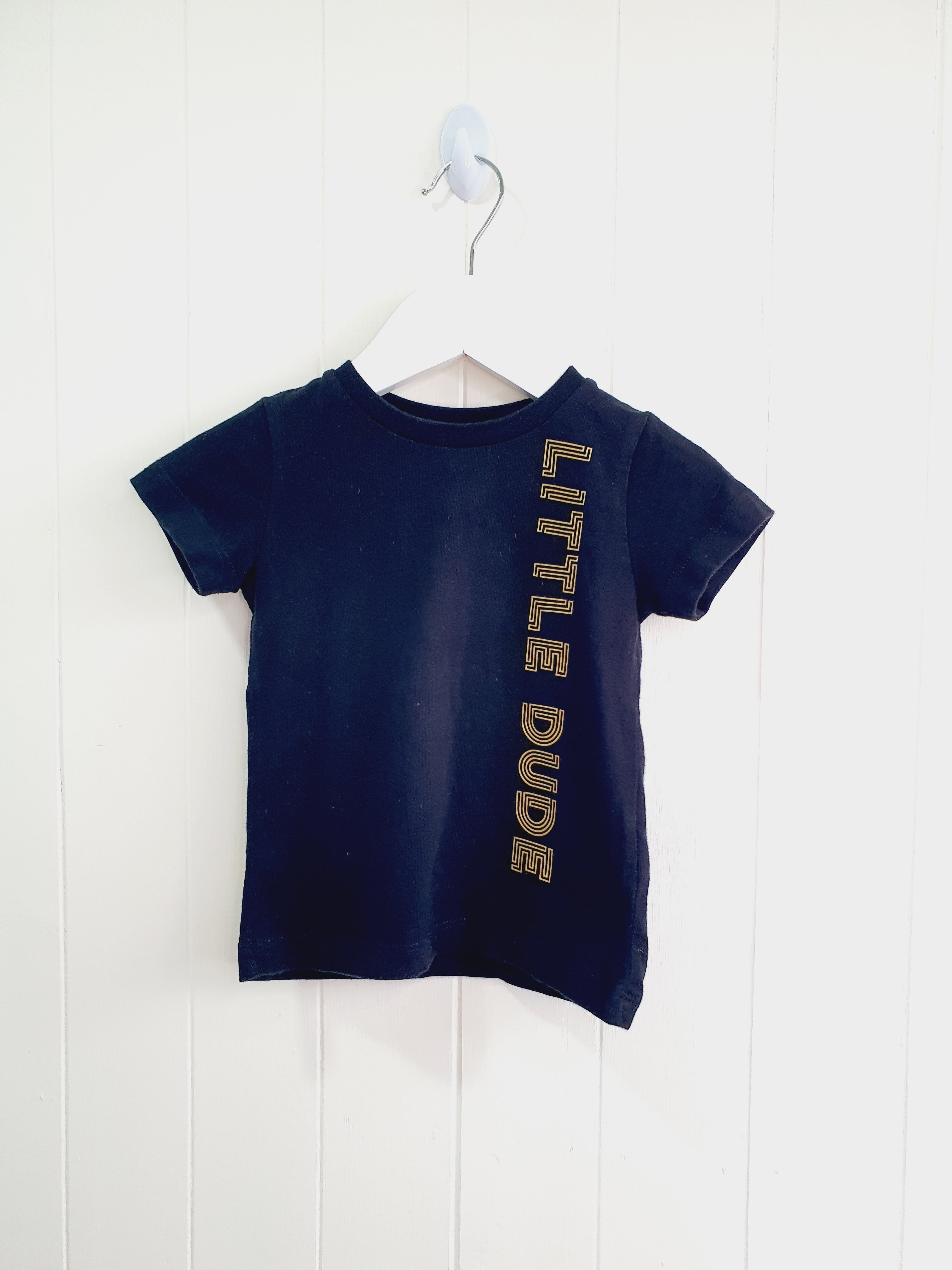 Next 'Little dude' black T-shirt 6-9 months