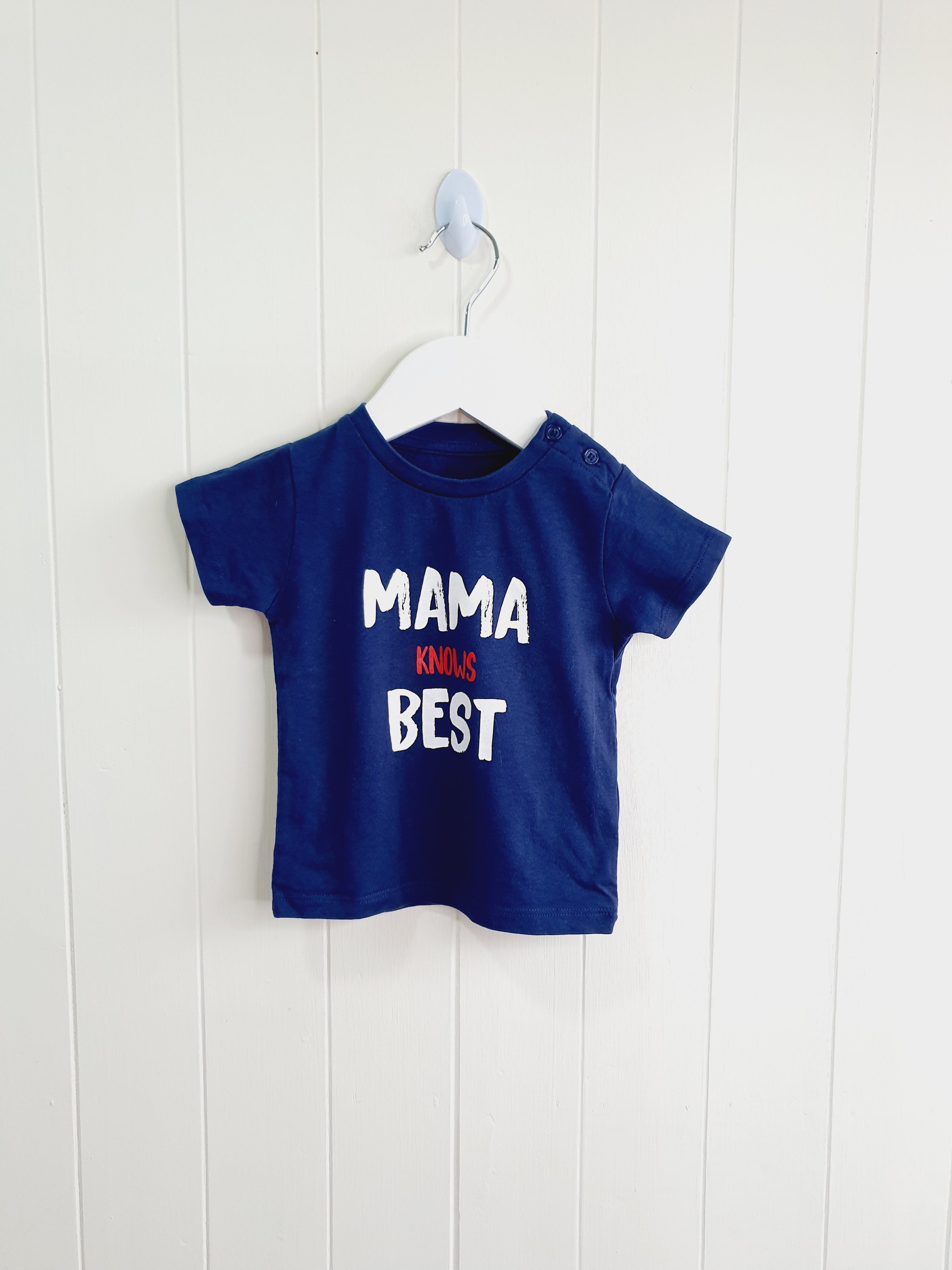 Matalan navy T-shirt 'Mama knows best' 3-6 months