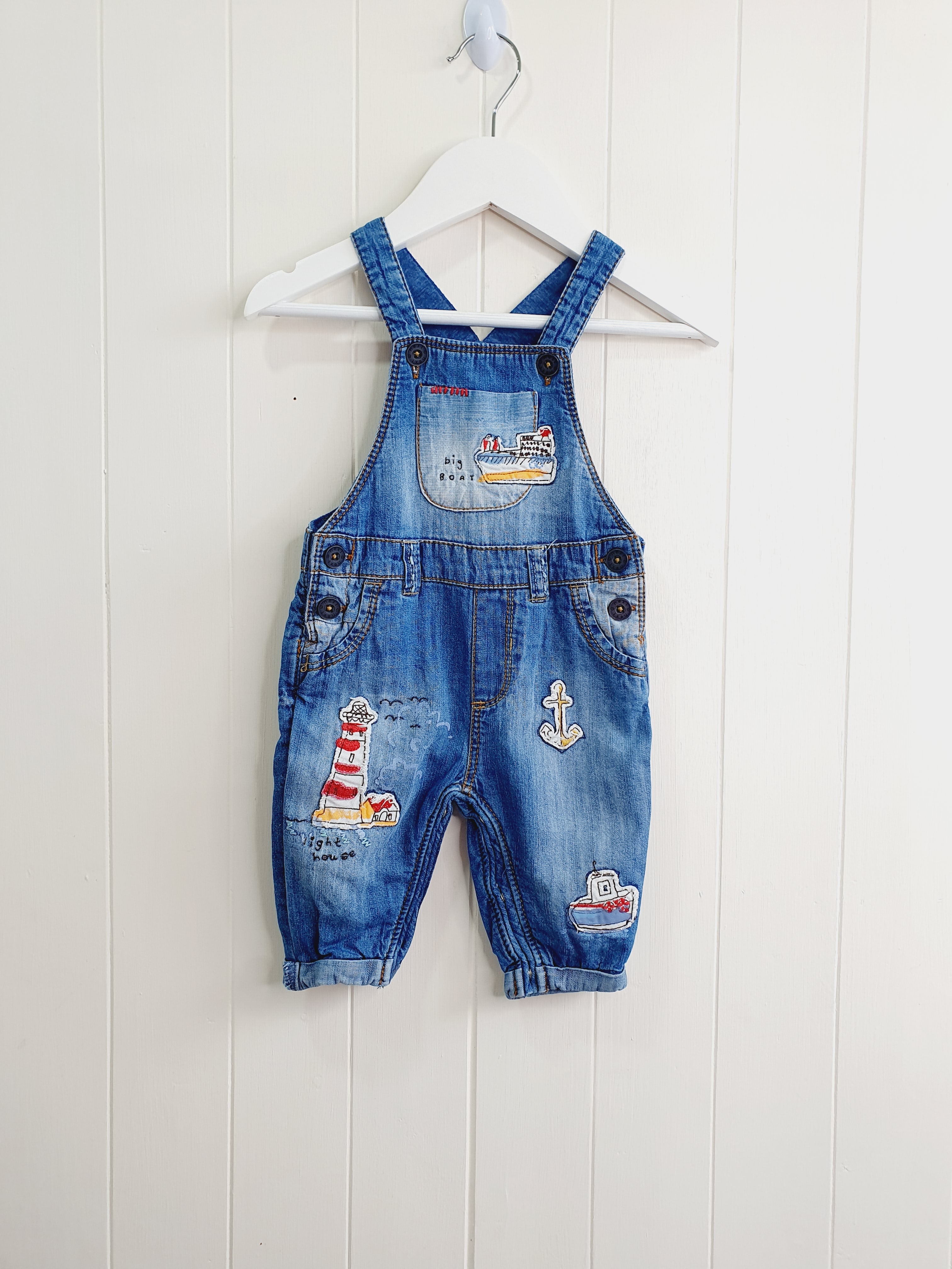 Next blue nautical dungaree 3-6 momths