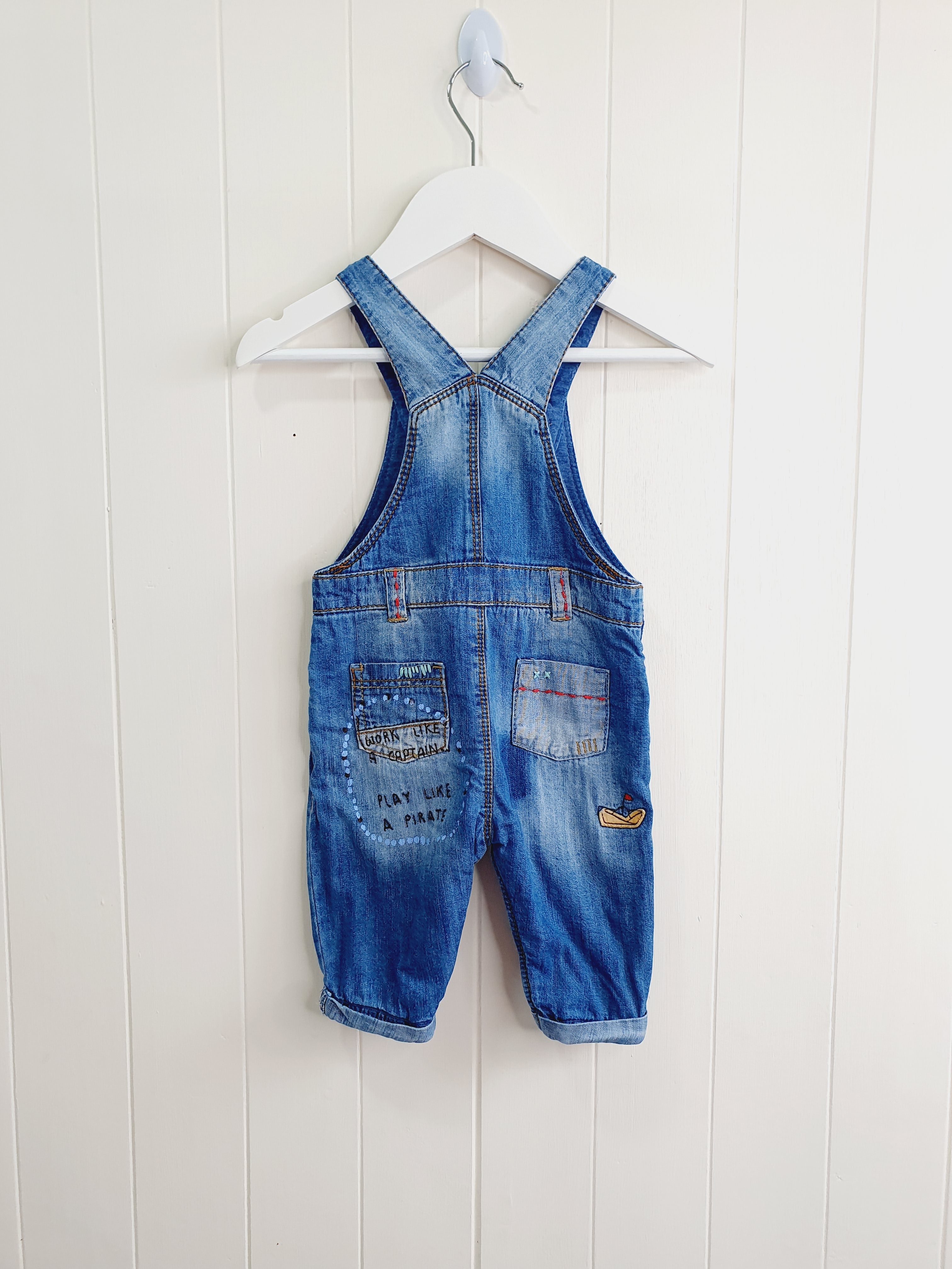 Next blue nautical dungaree 3-6 momths