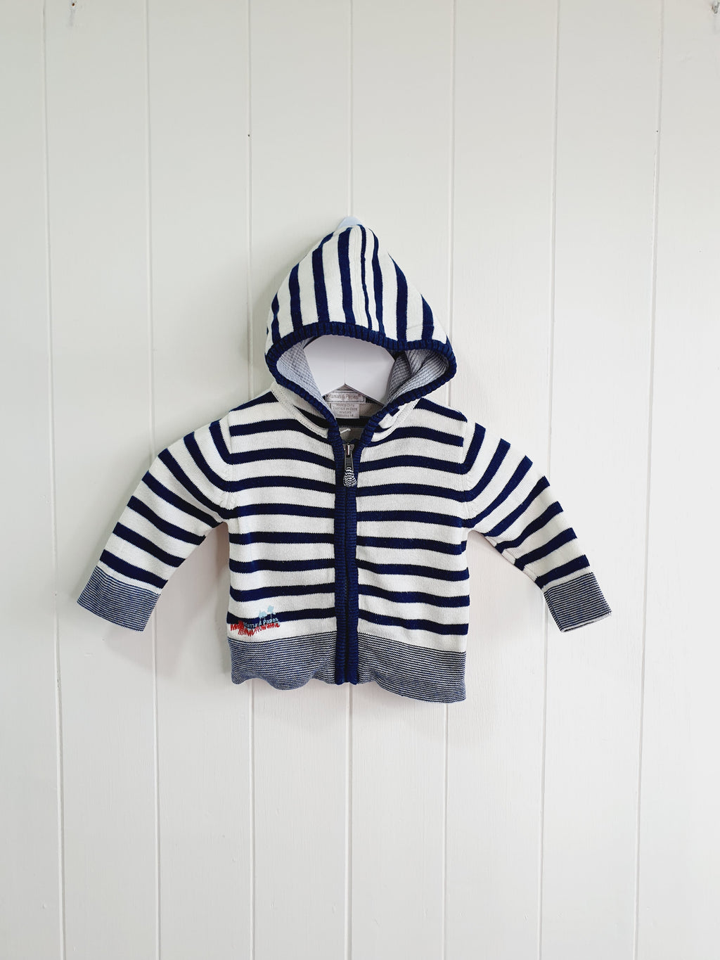 Mamas&Papas boys stripy zip up hooded jumper Newborn