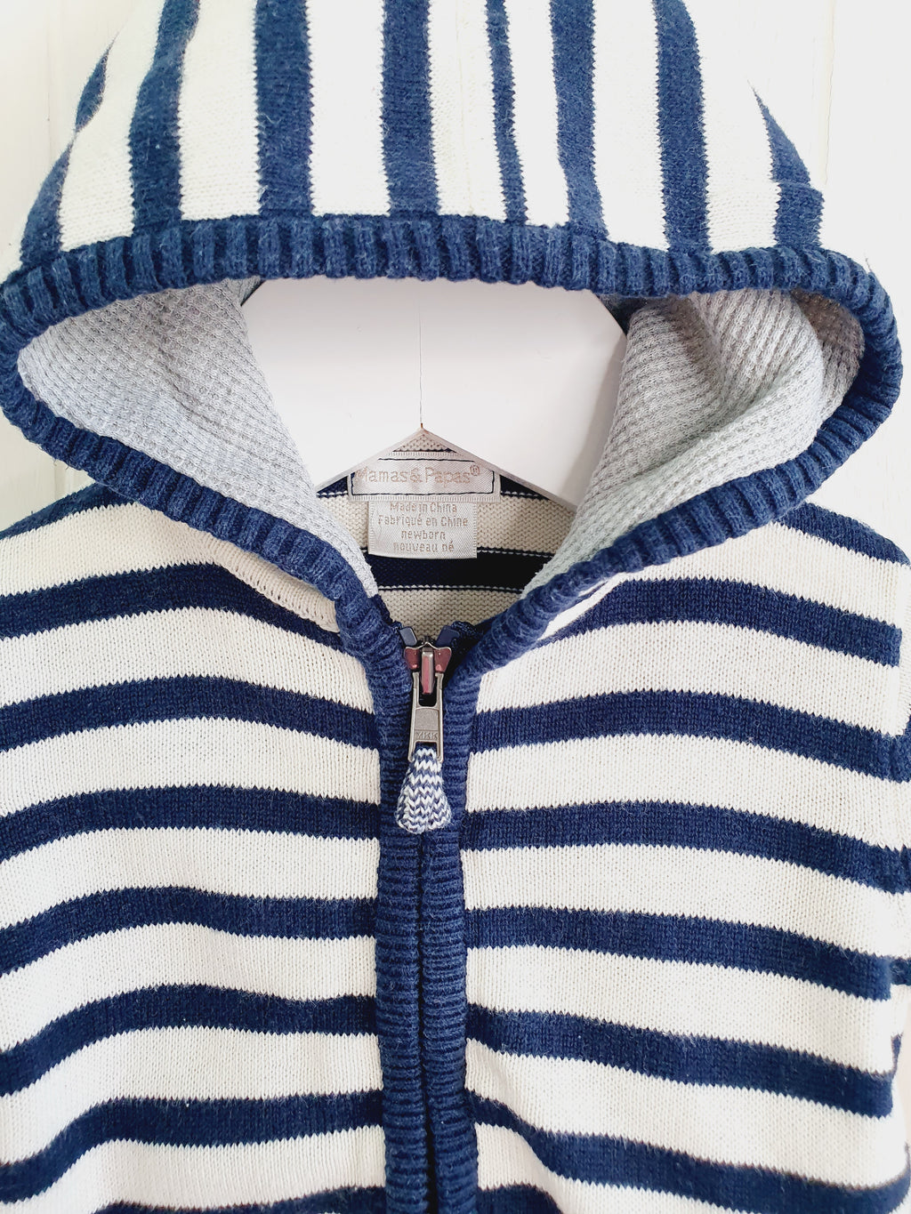 Mamas&Papas boys stripy zip up hooded jumper Newborn