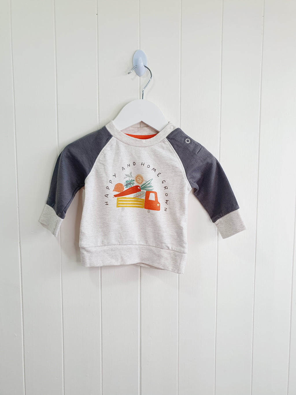 Mothercare boys vegetable print sweatshirt 1-3 months