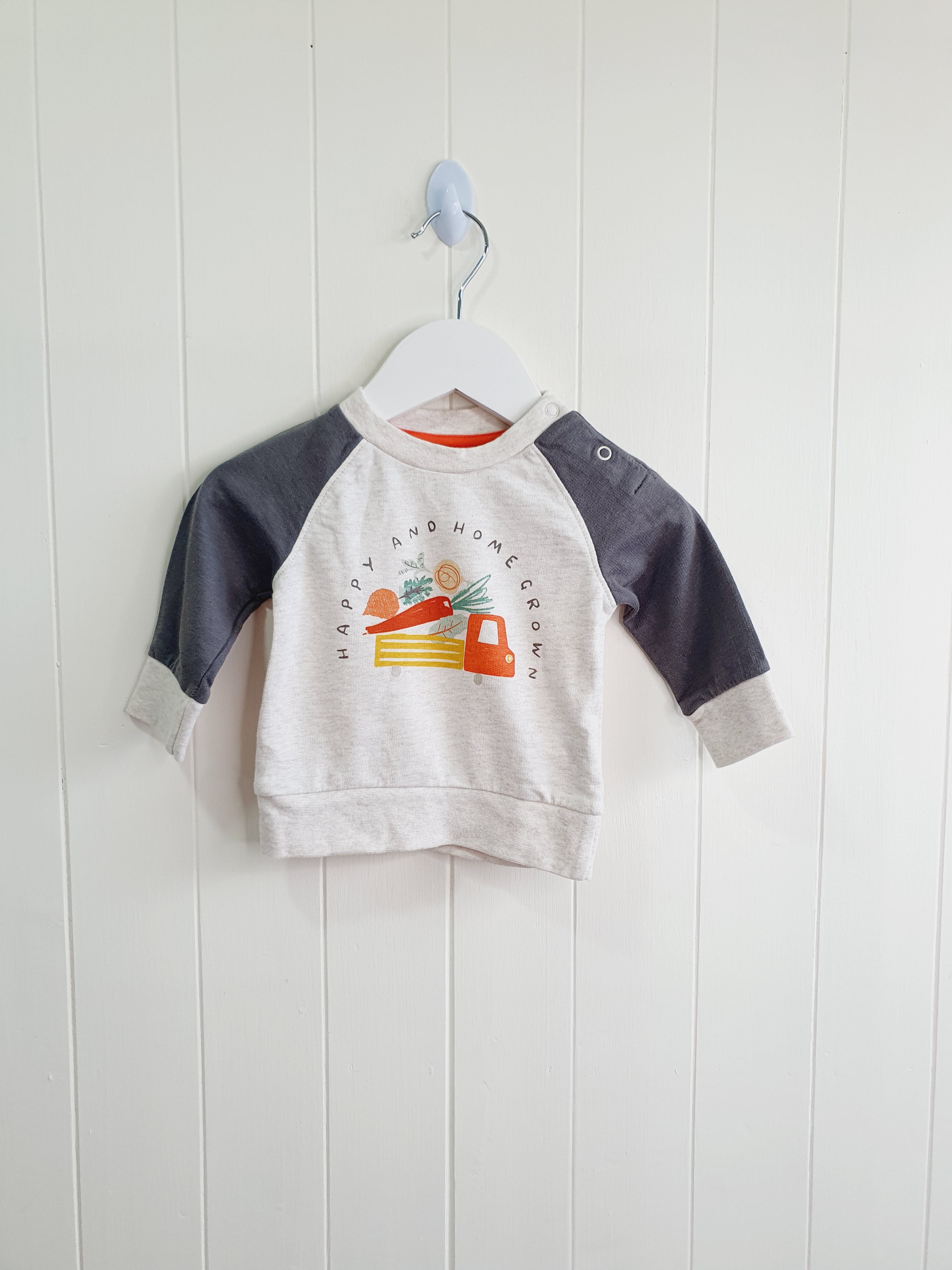 Mothercare boys vegetable print sweatshirt 1-3 months