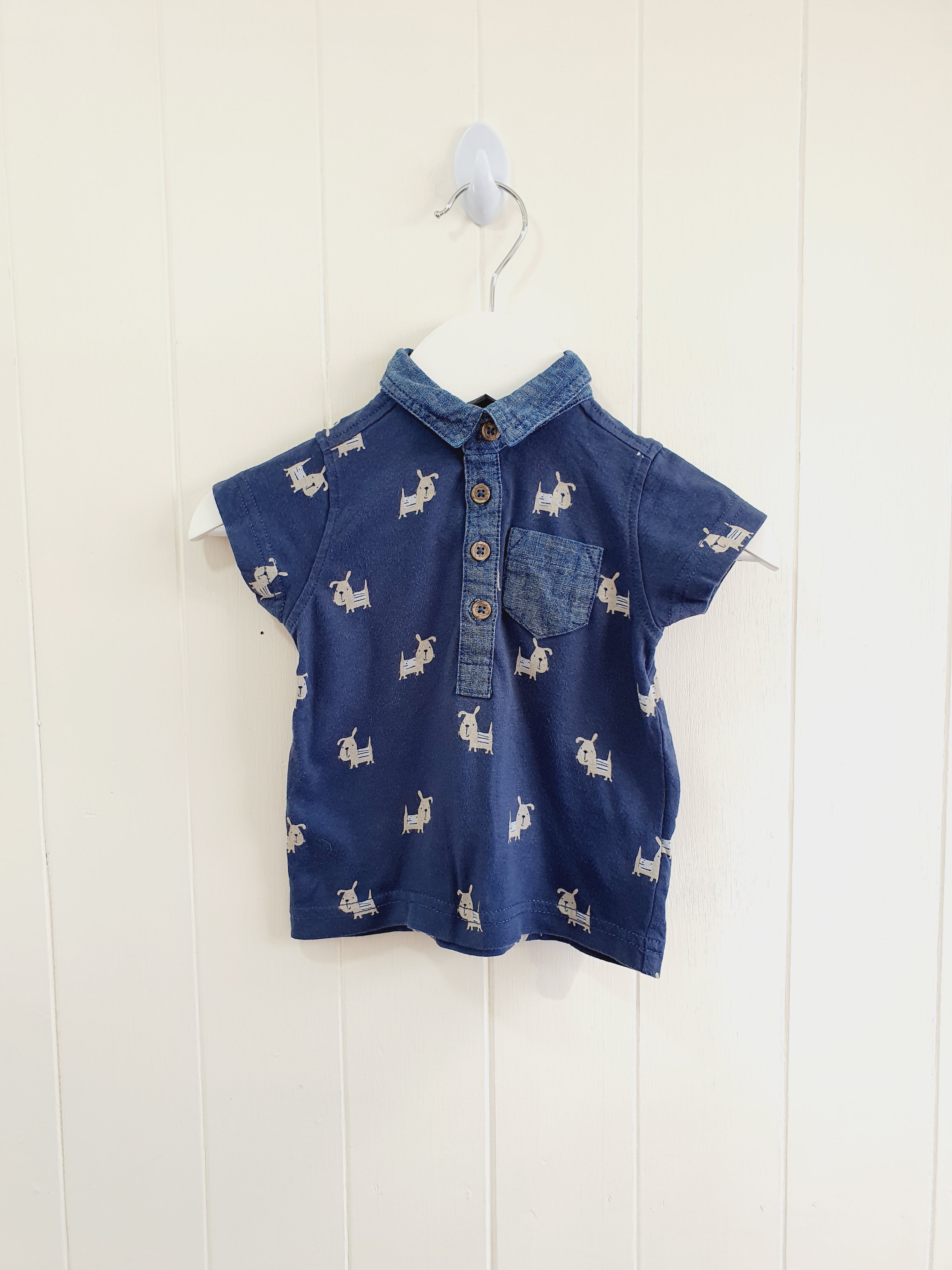 Next dog print boys polo T-shirt up to 1 month