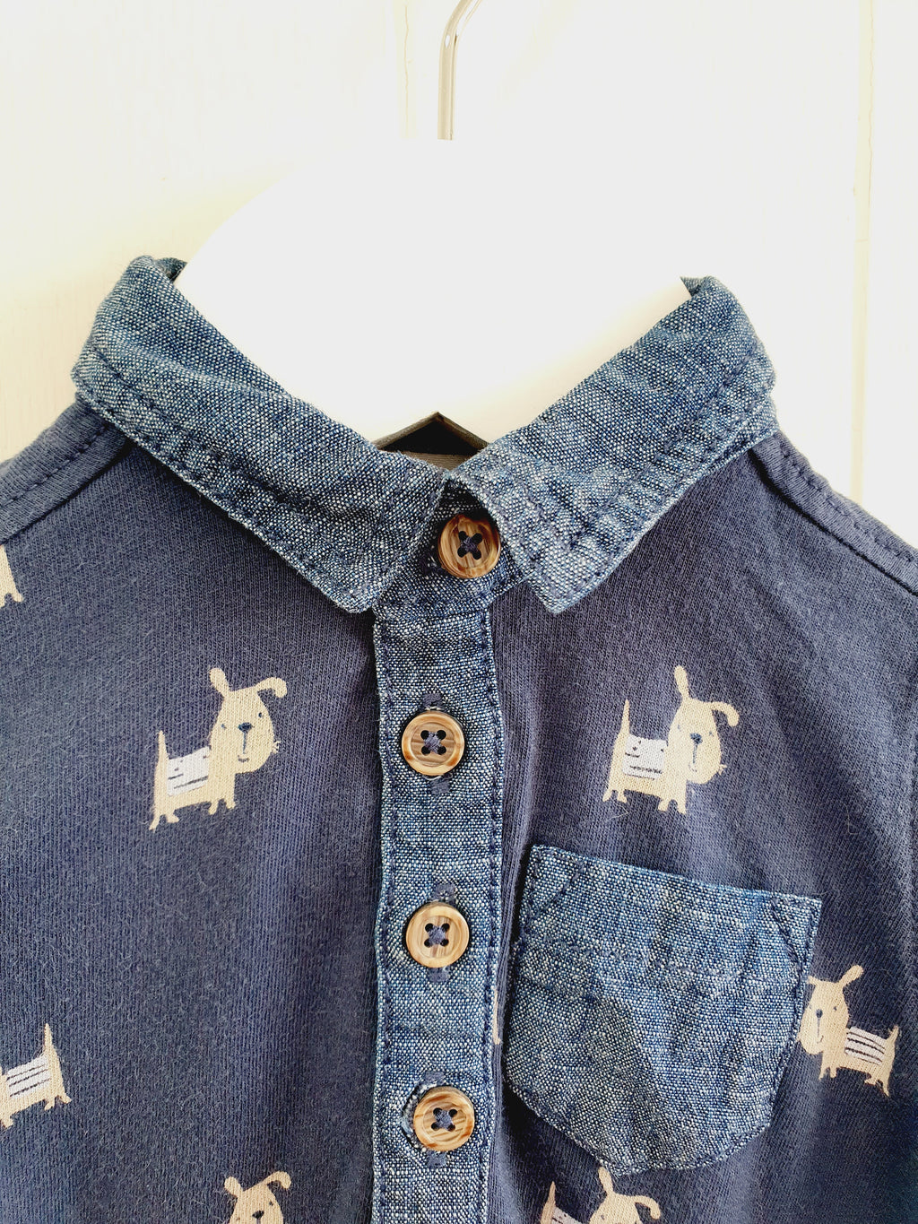 Next dog print boys polo T-shirt up to 1 month
