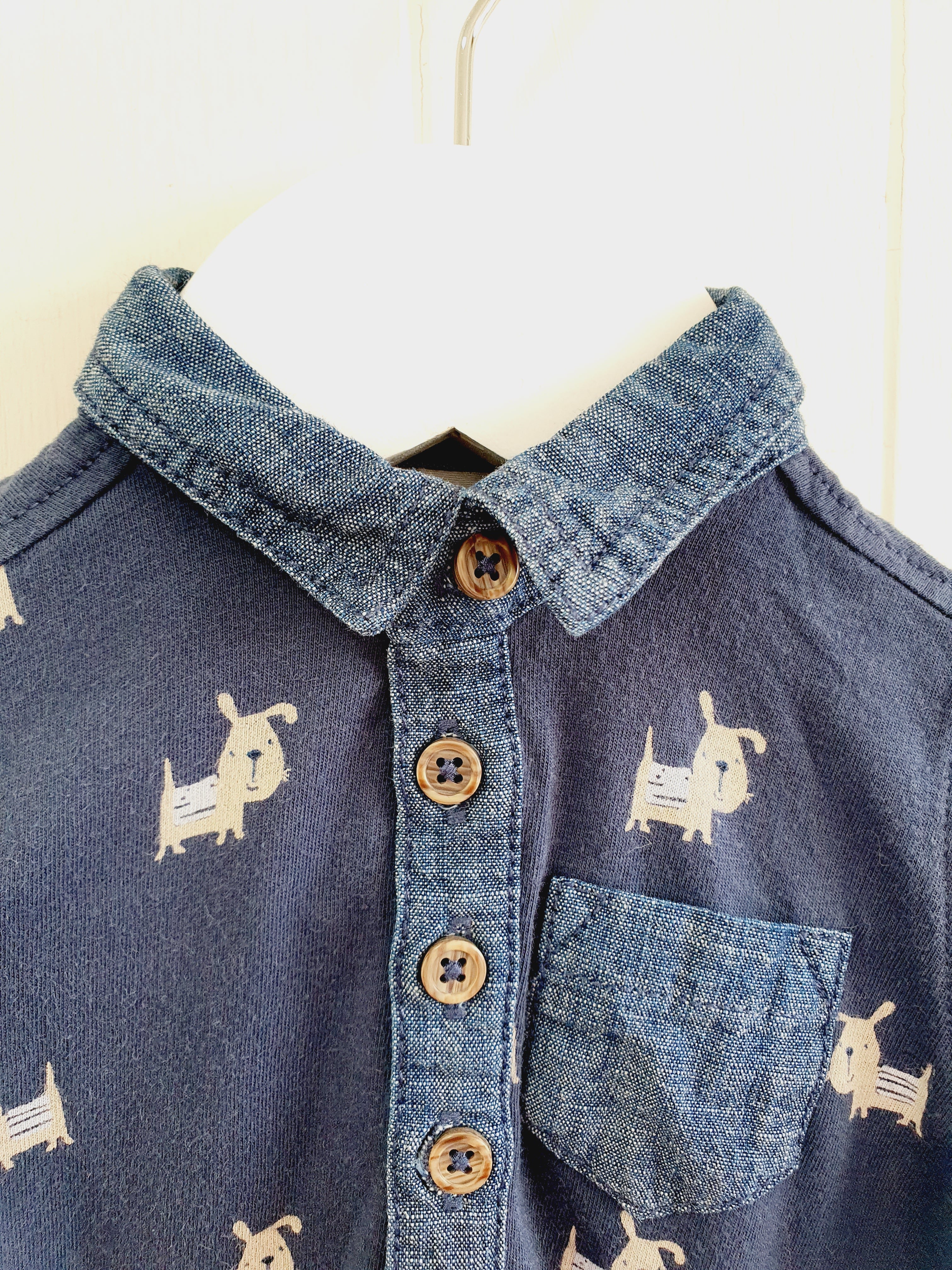 Next dog print boys polo T-shirt up to 1 month