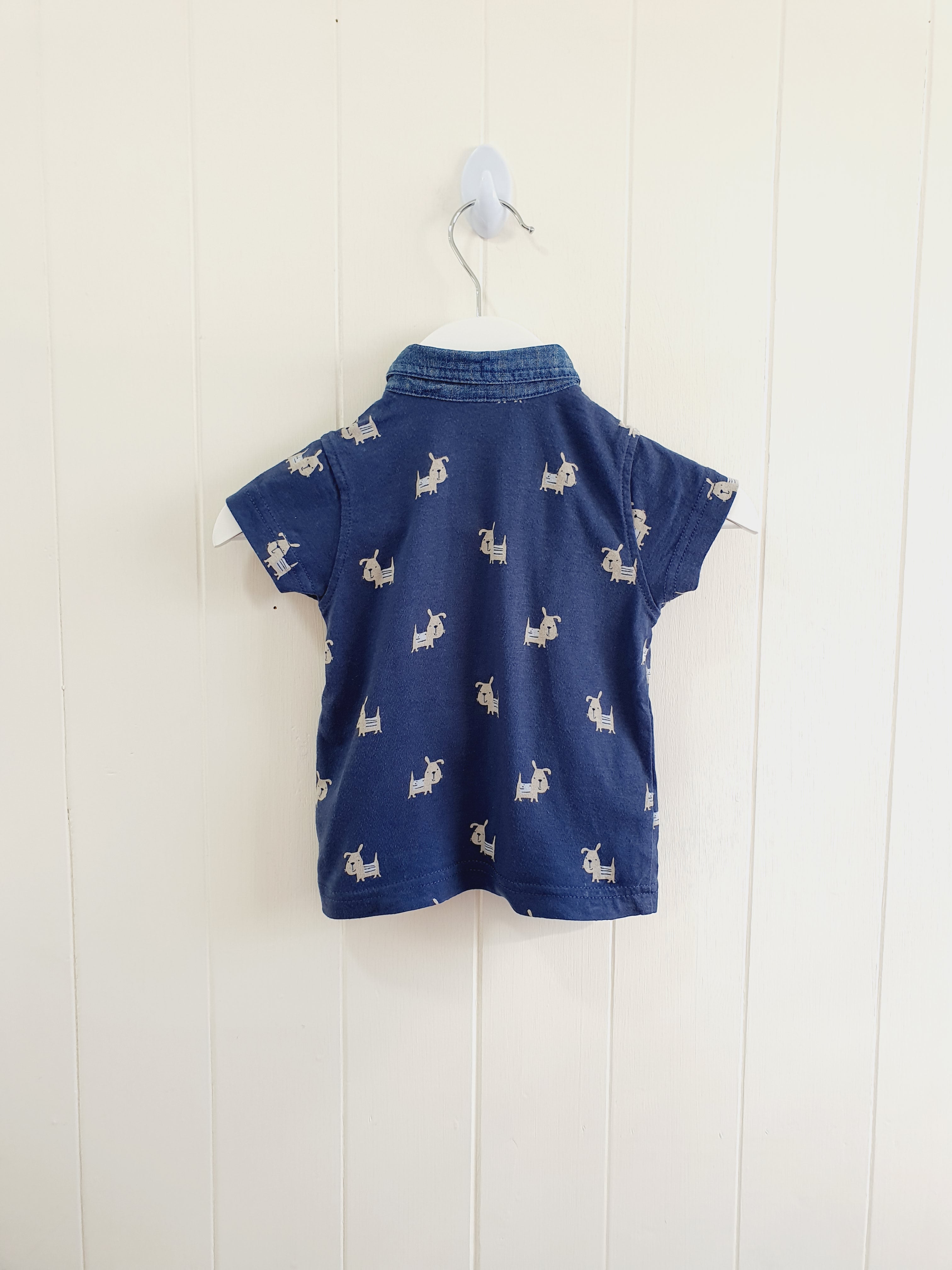 Next dog print boys polo T-shirt up to 1 month