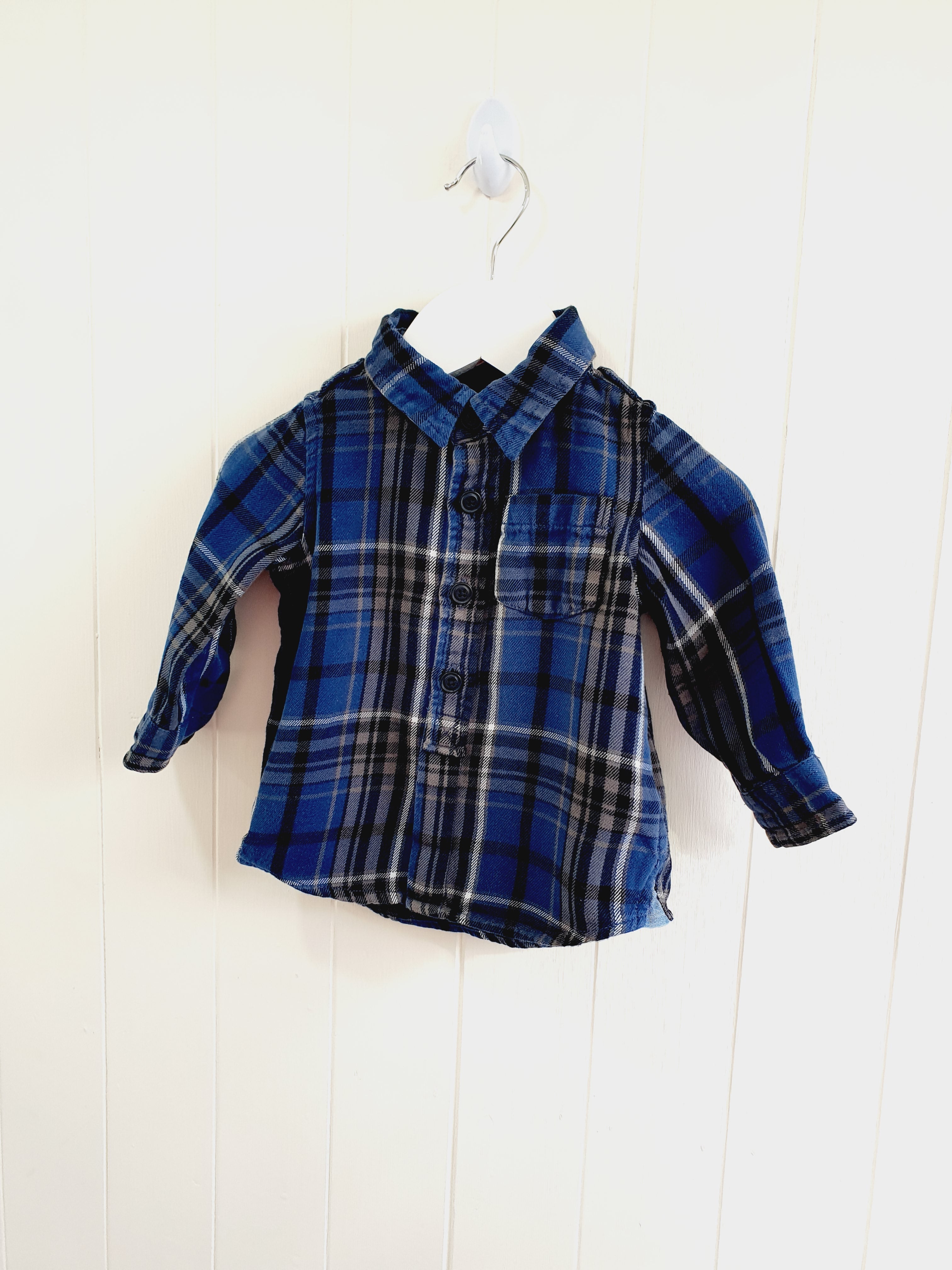 BabyGap check long sleeve shirt 6-12 months