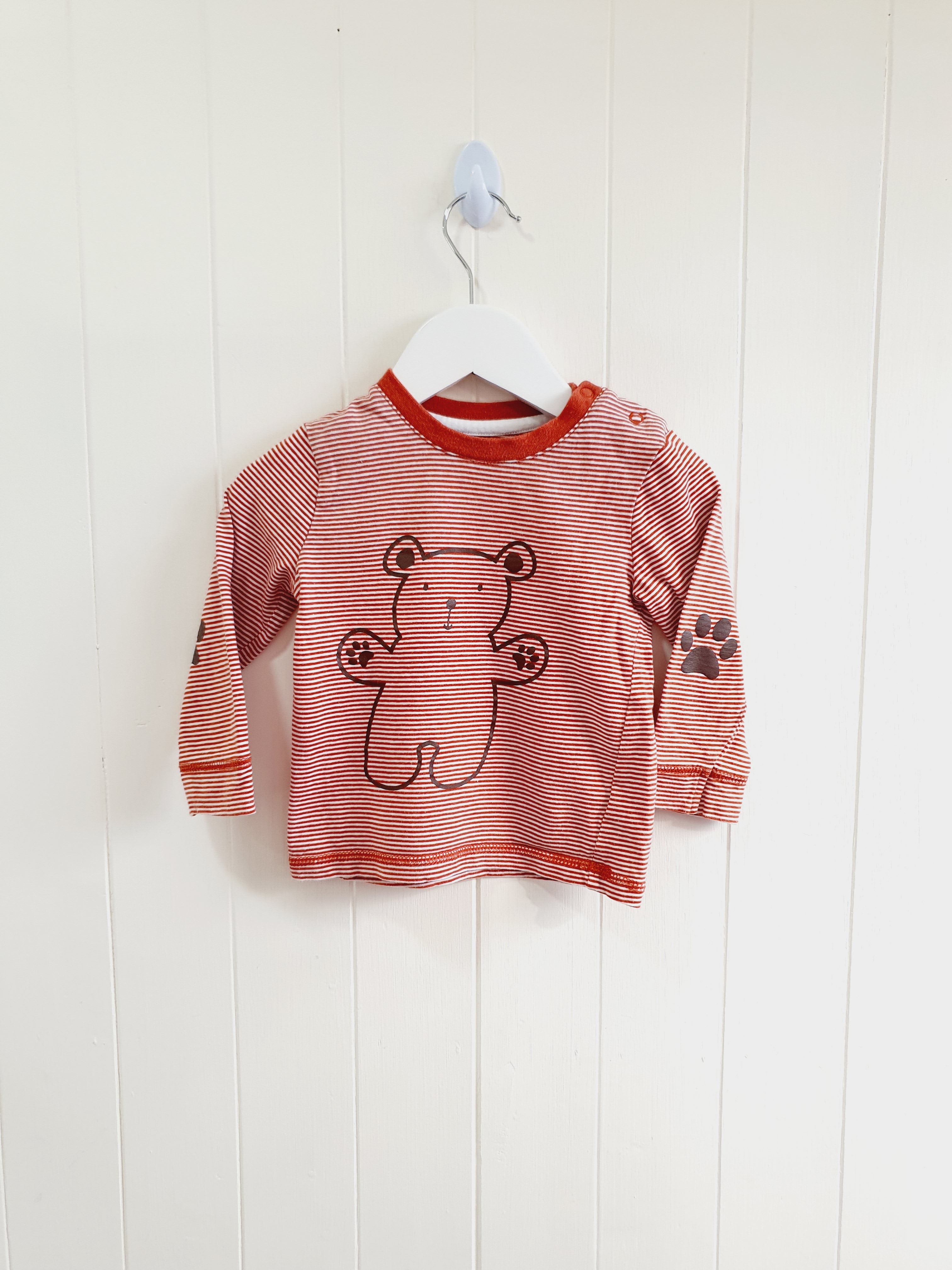 Nutmeg stripy long sleeve top 9-12 months