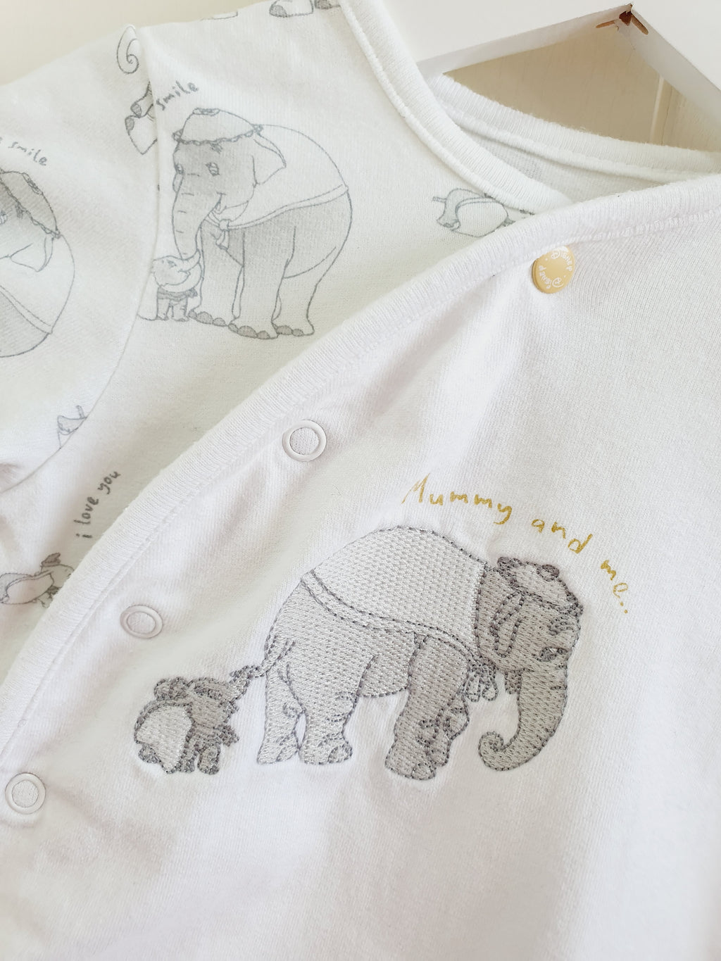 Disney baby TU Dumbo popper sleepsuit 6-9 months