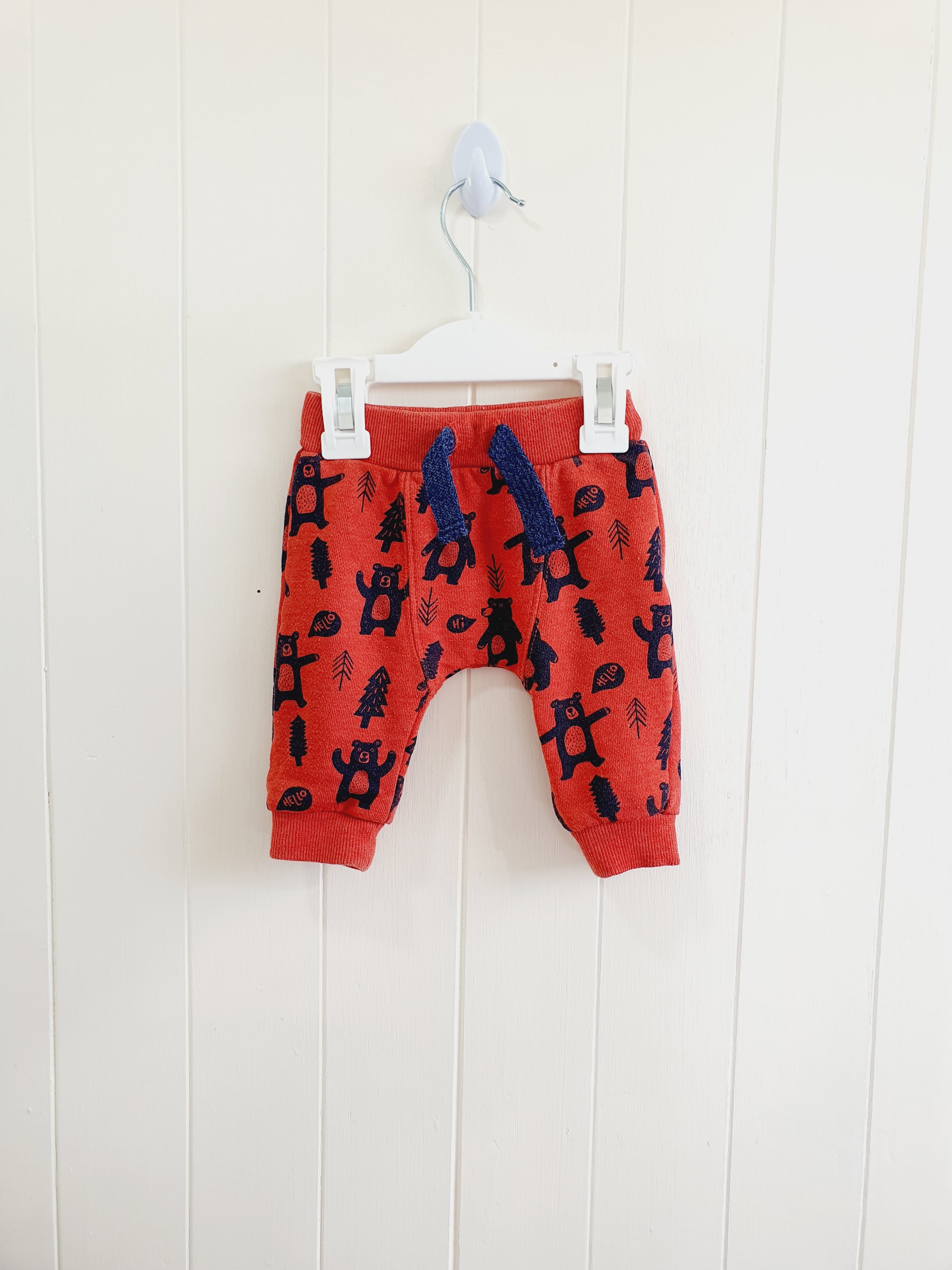 F&F bear print harem trousers up to 3 months