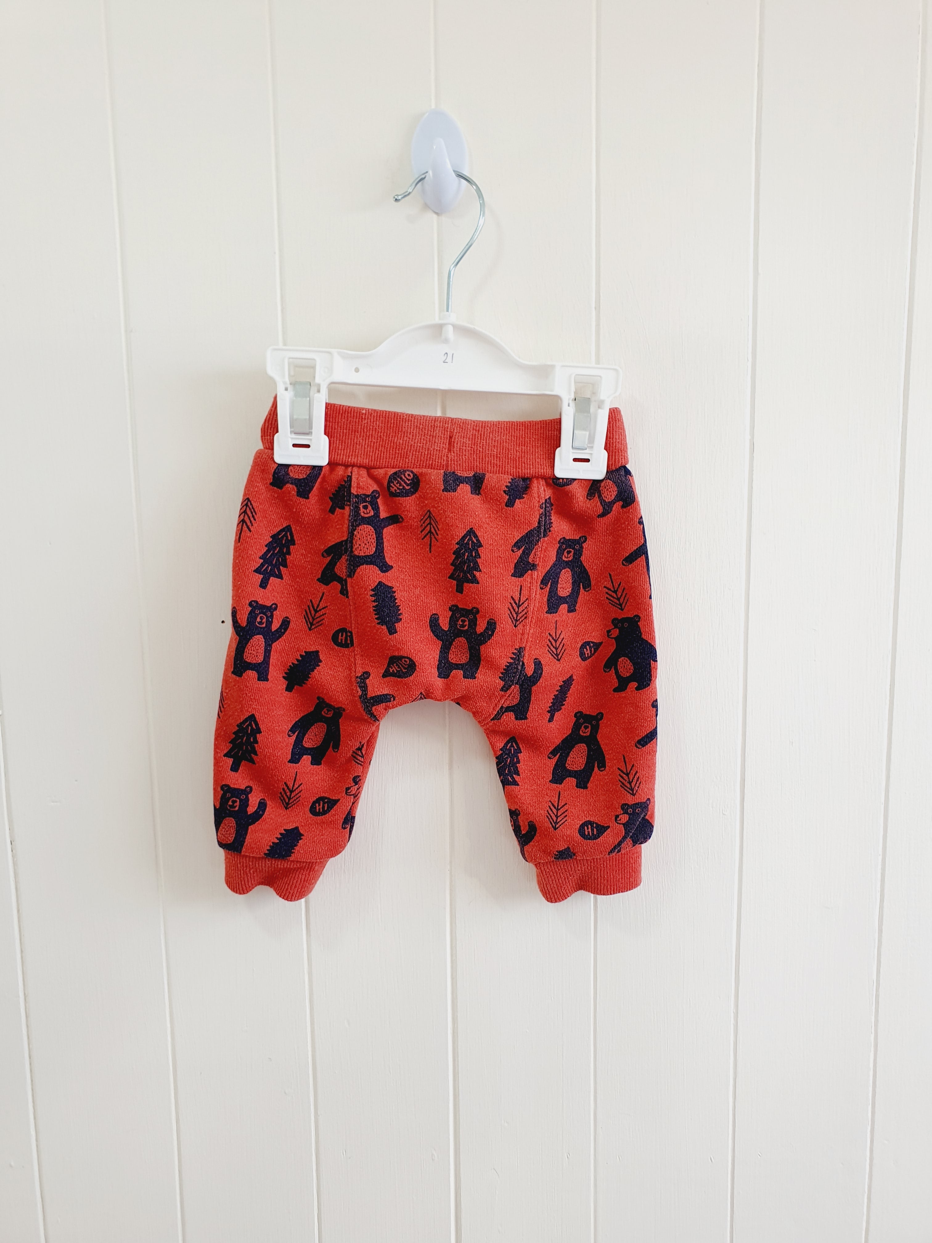 F&F bear print harem trousers up to 3 months