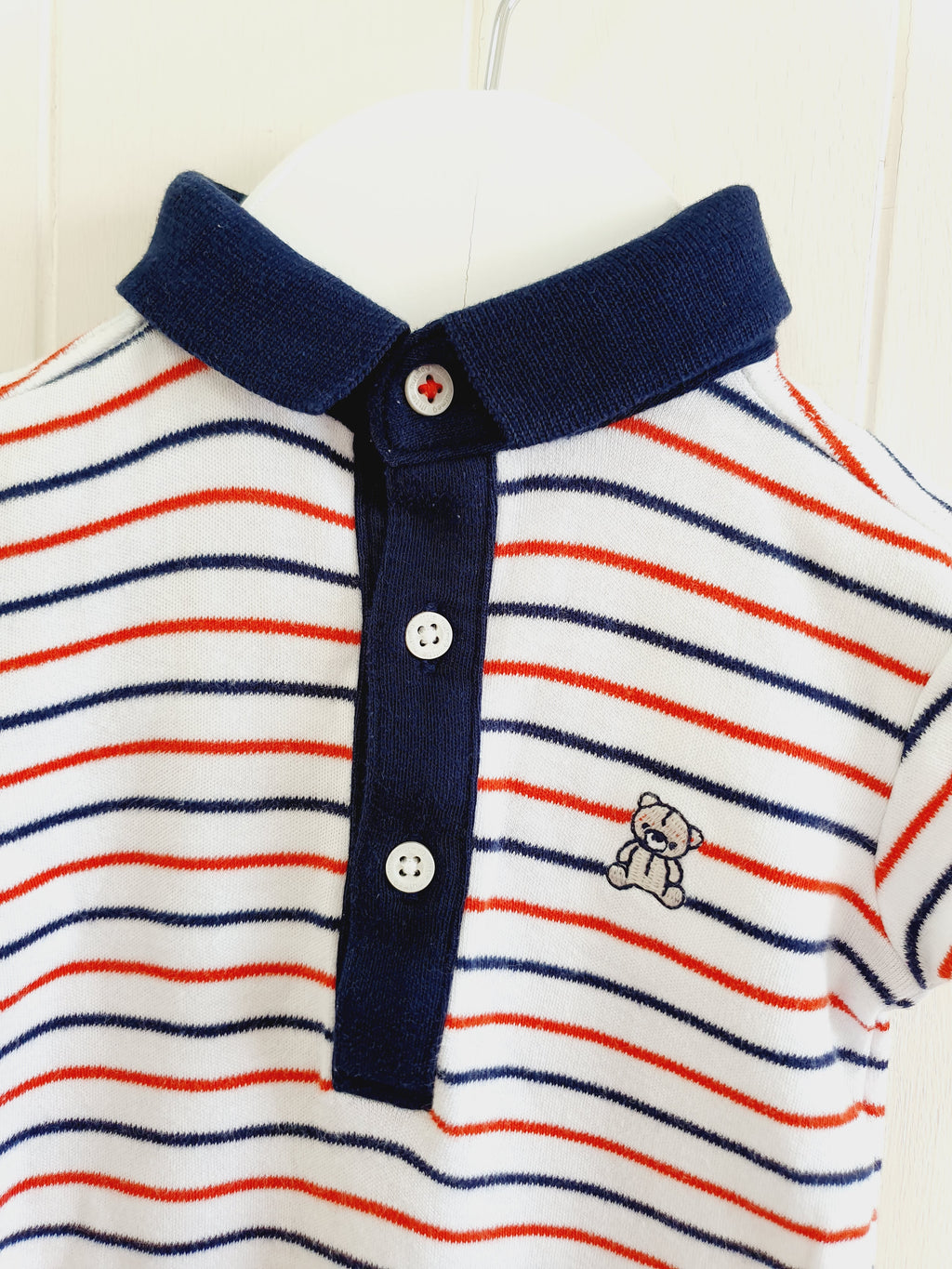 Nutmeg boys short sleeve polo style bodysuit 3-6 months