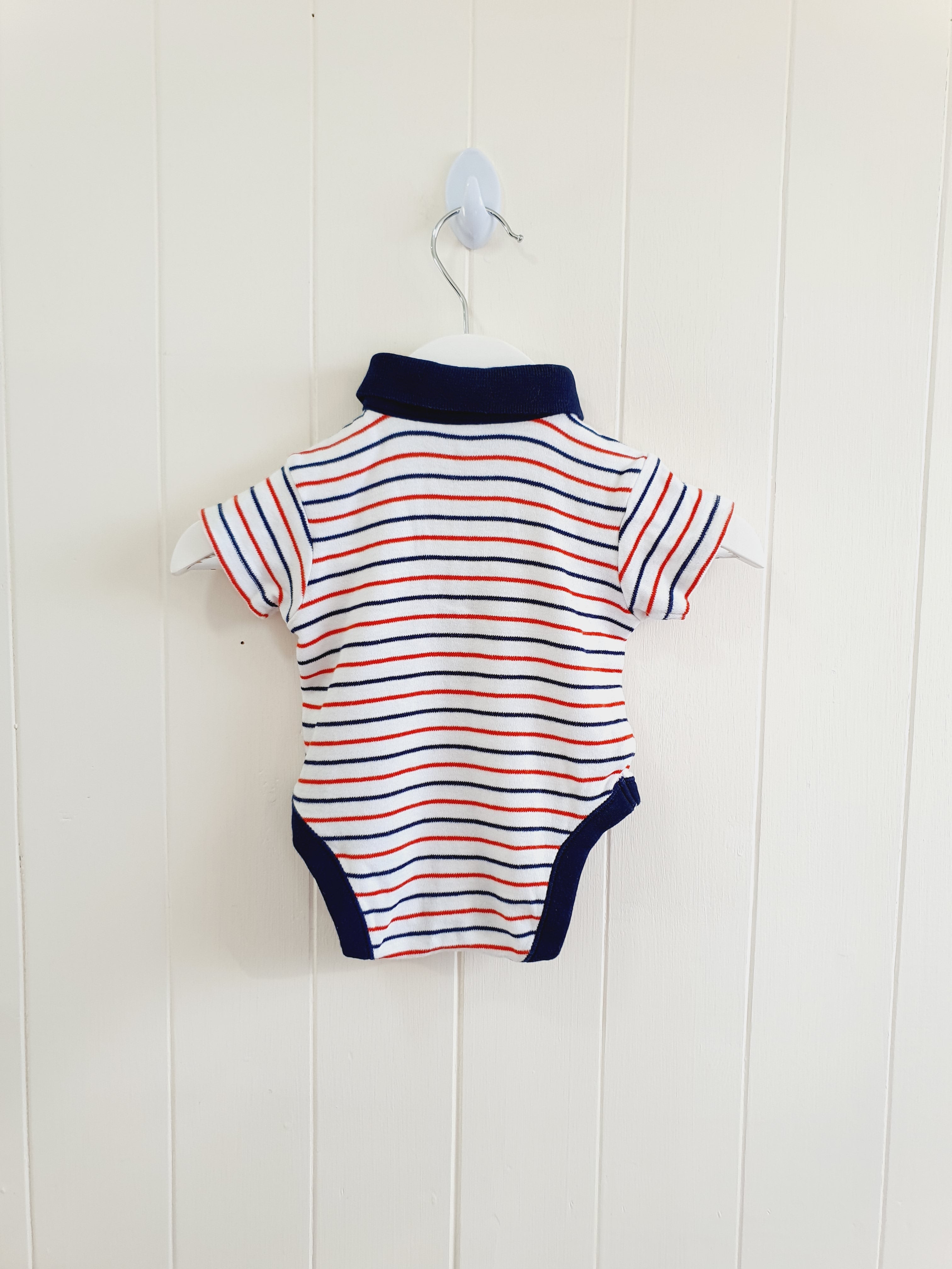 Nutmeg boys short sleeve polo style bodysuit 3-6 months