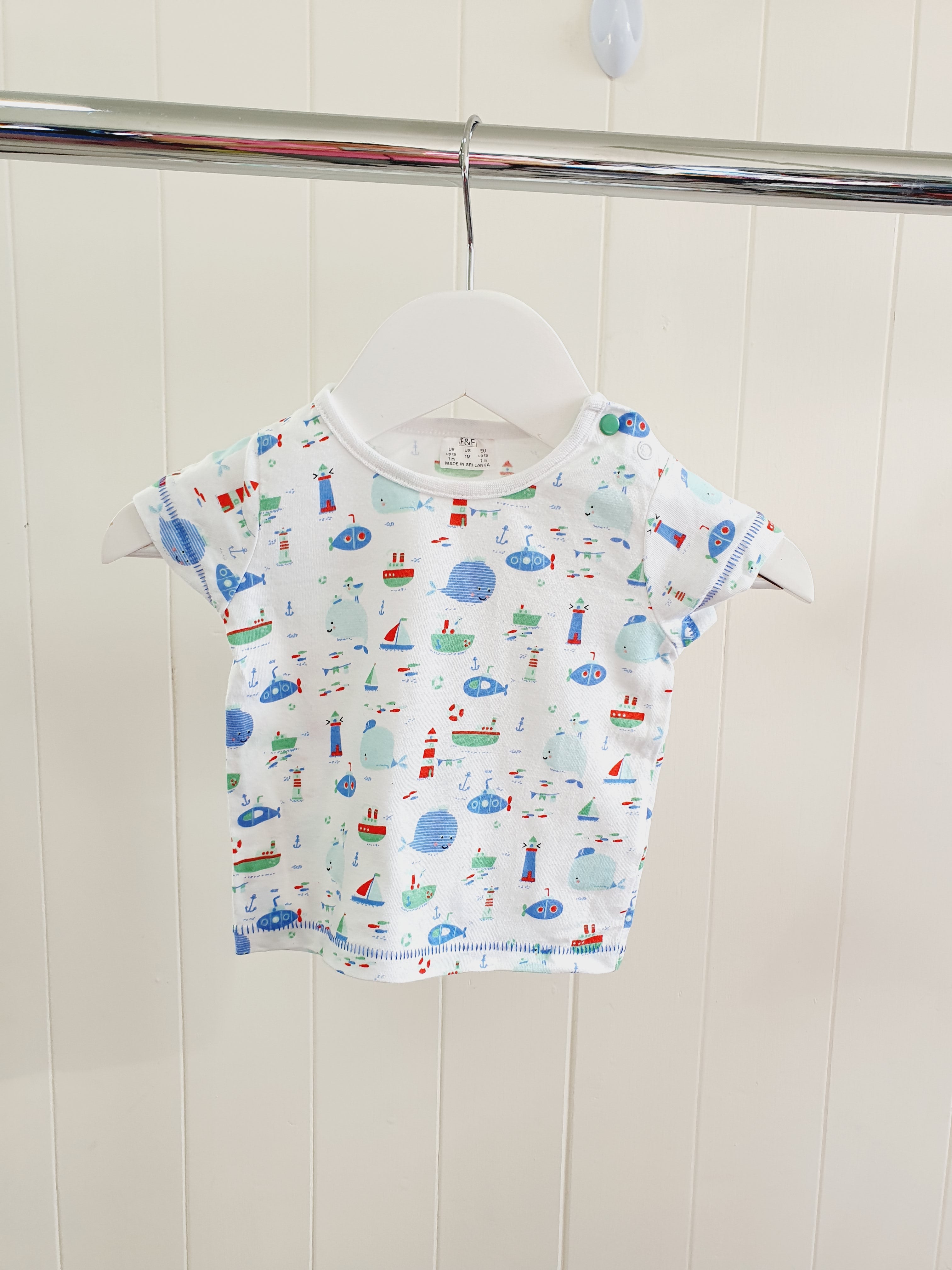 F&F nautical print t-shirts up to 1 month