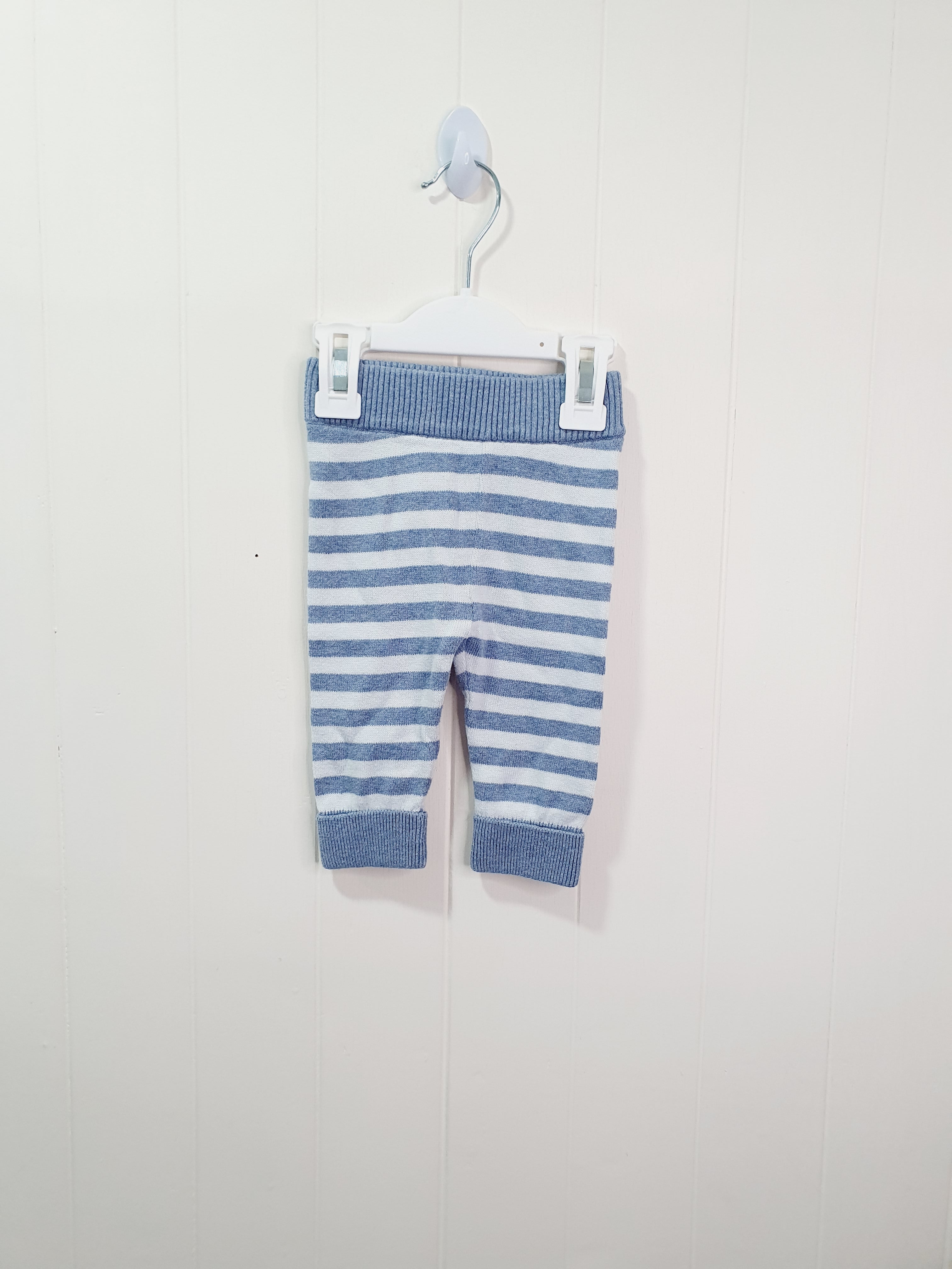 Mothercare blue stripy knit leggings 1-3 months