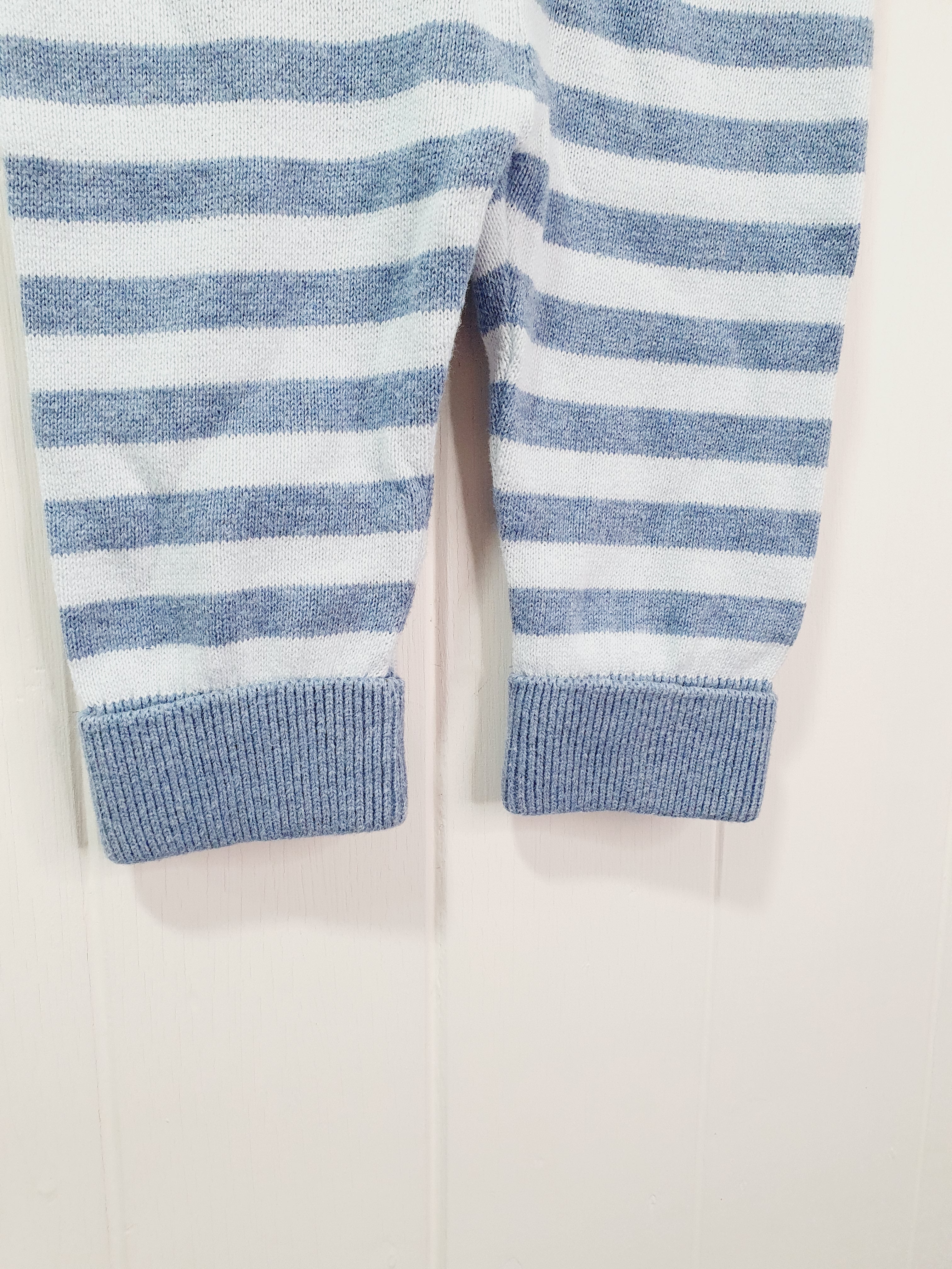 Mothercare blue stripy knit leggings 1-3 months