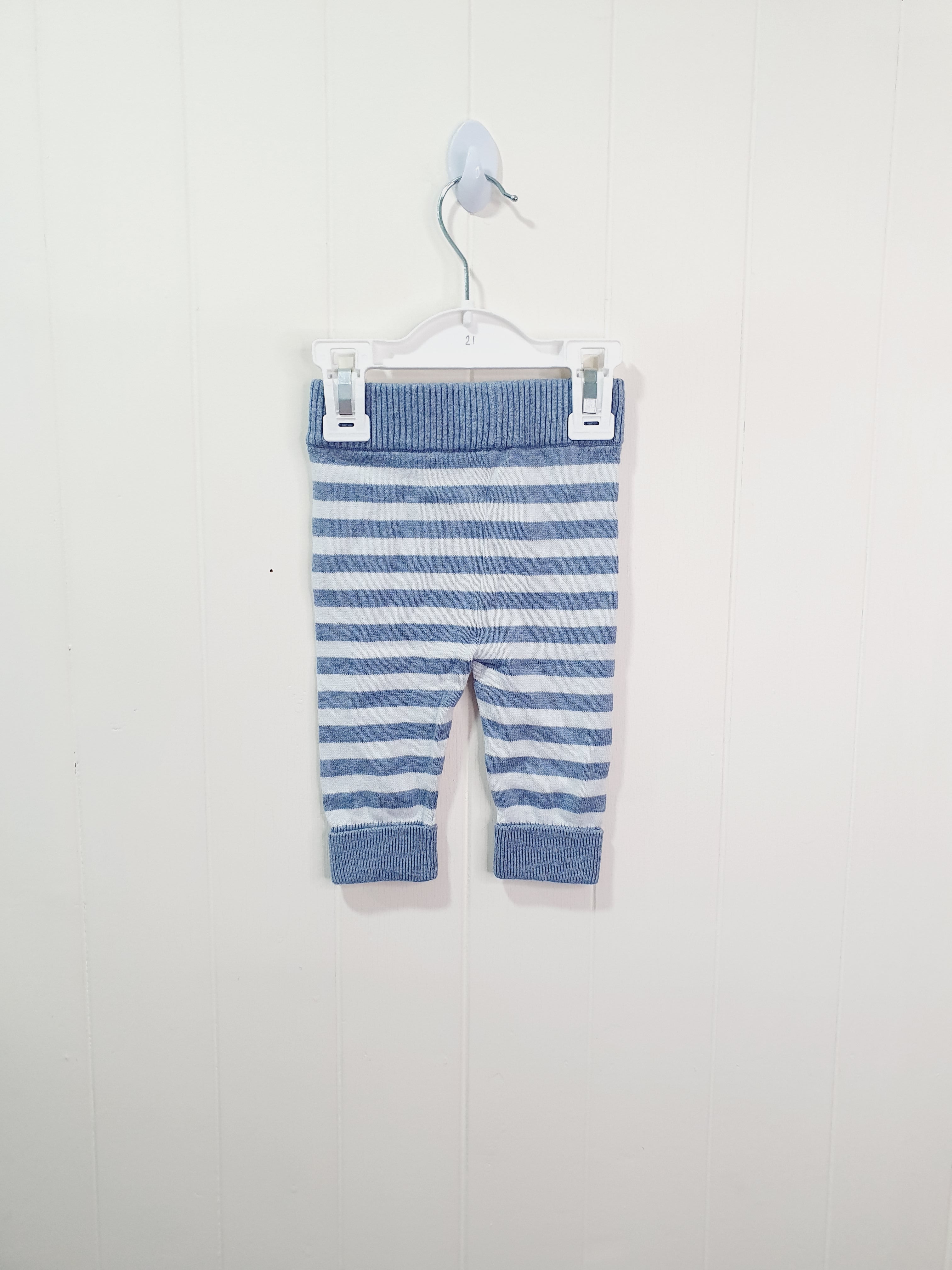 Mothercare blue stripy knit leggings 1-3 months