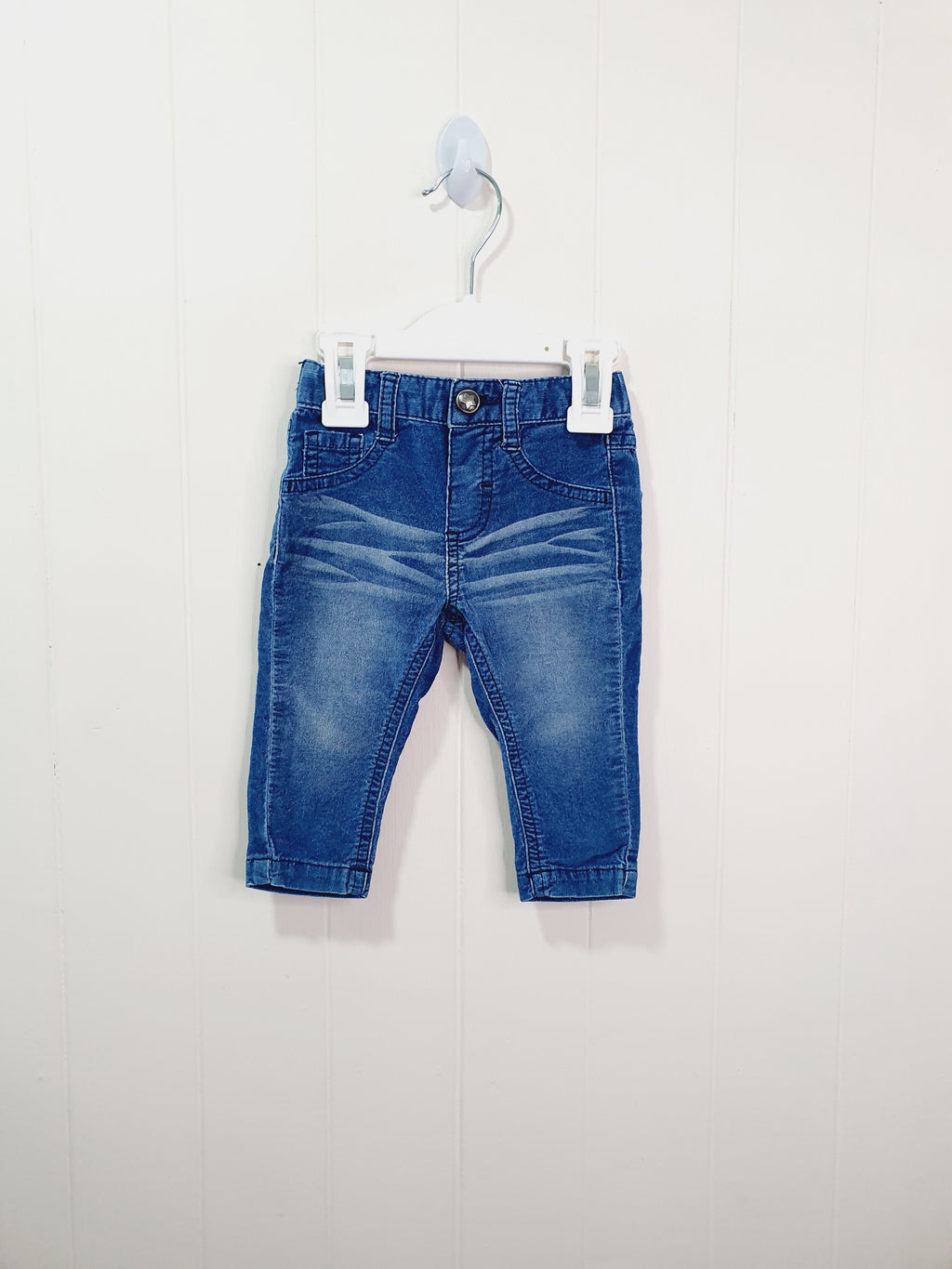 M&Co blue corduroy look trousers 0-3 months