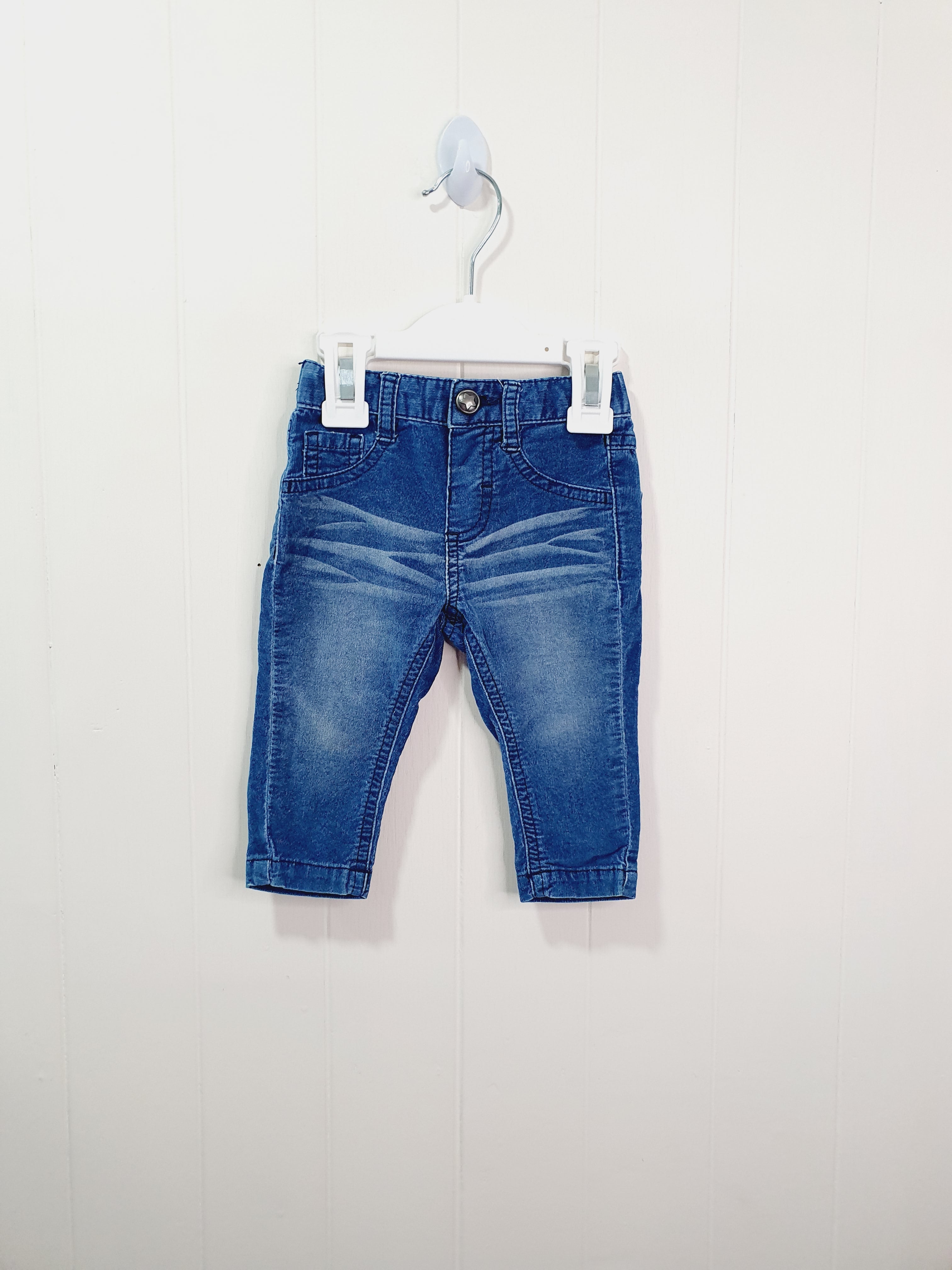 M&Co blue corduroy look trousers 0-3 months