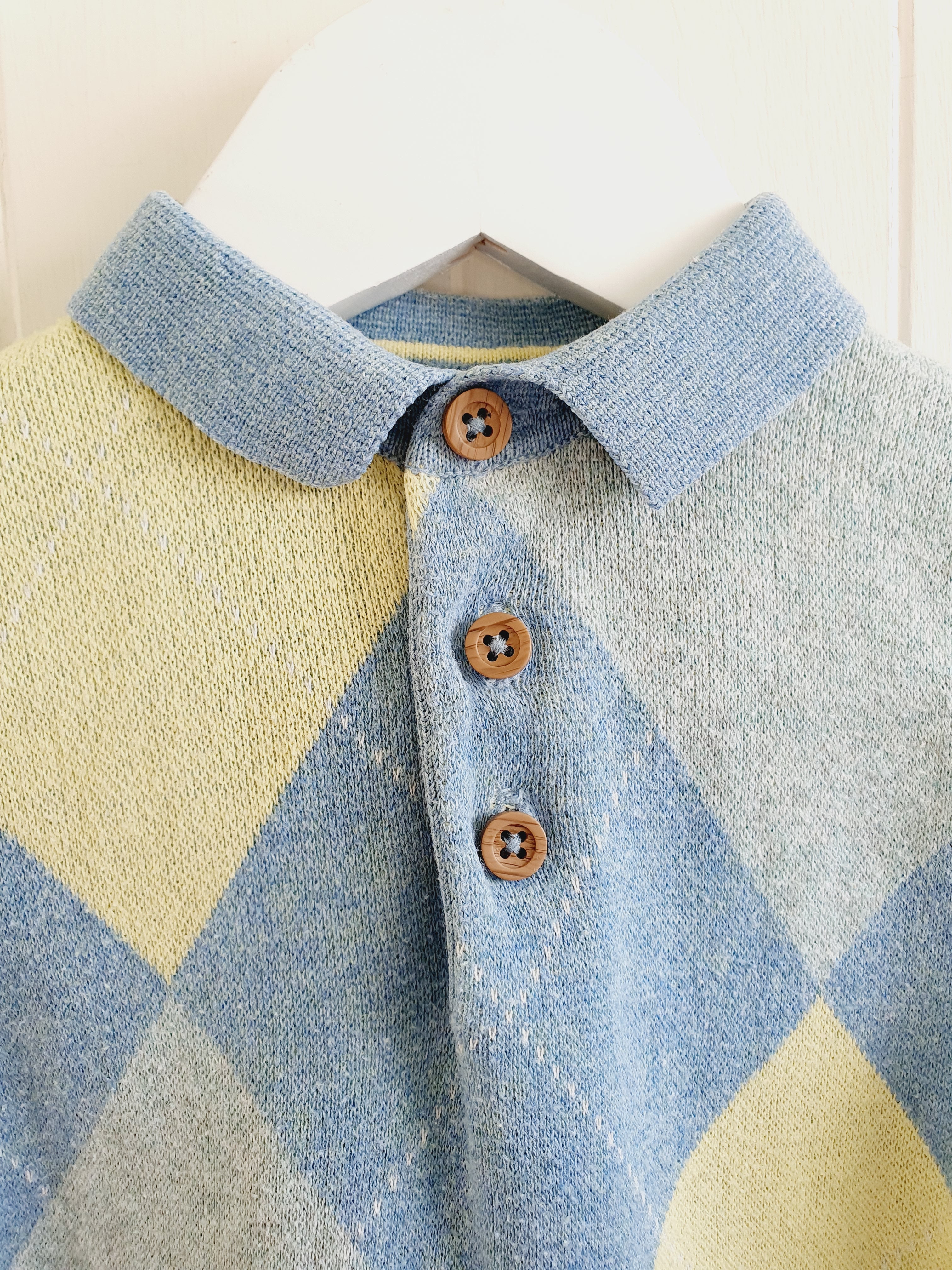 Next argyle pattern knitted short sleeve polo shirt 6-9 months