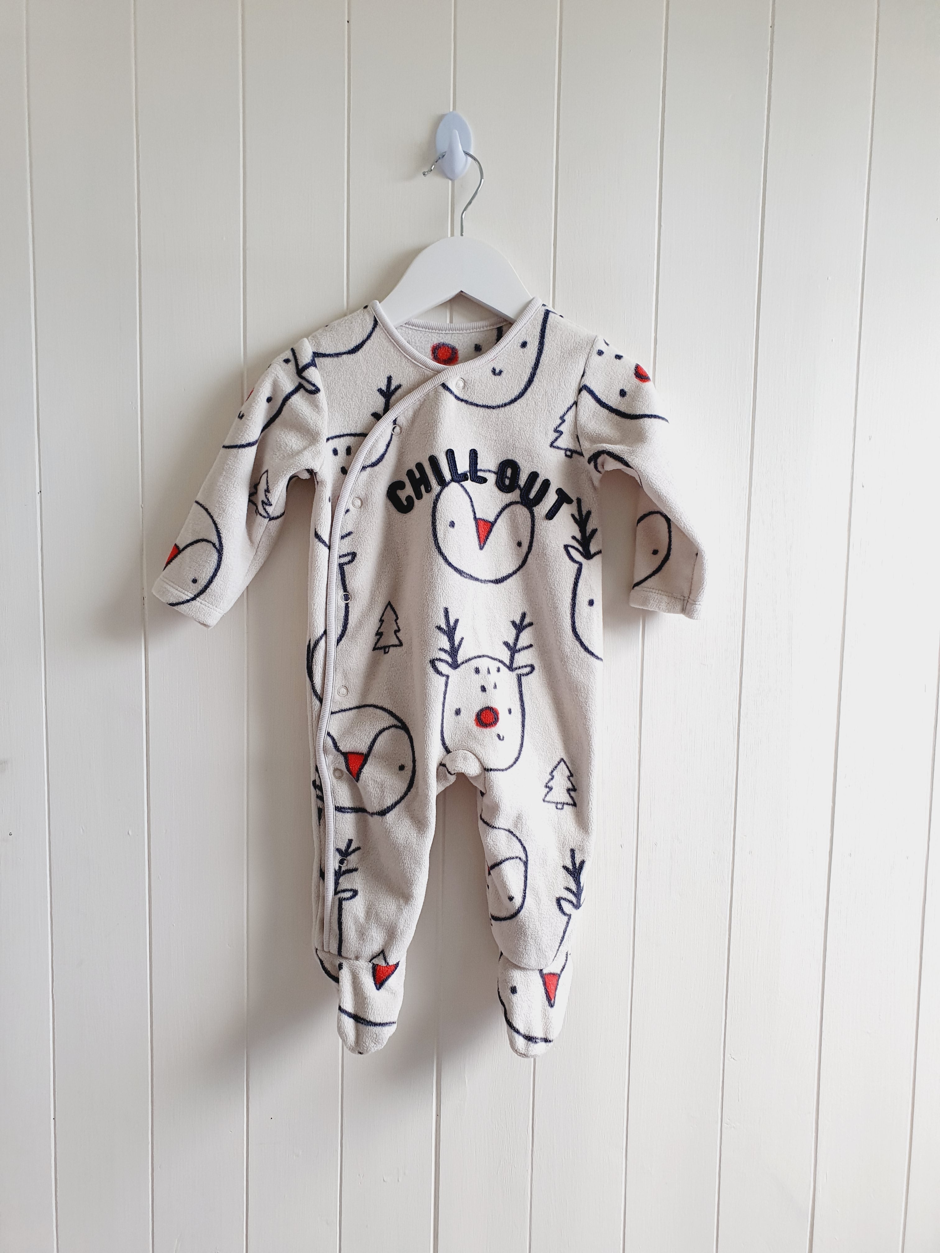 George festive animal printed fleece sleepsuit 6-9 months