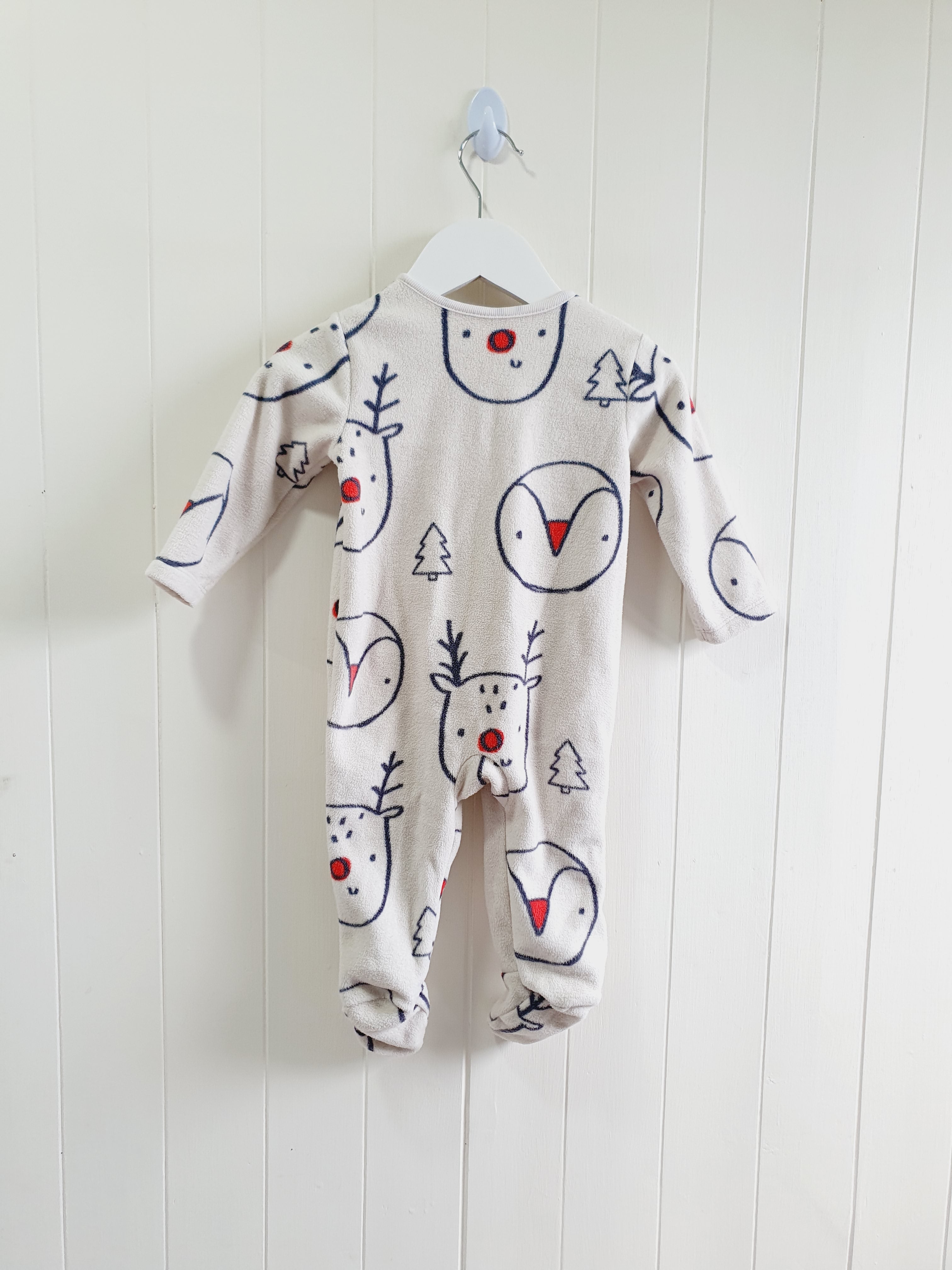 George festive animal printed fleece sleepsuit 6-9 months