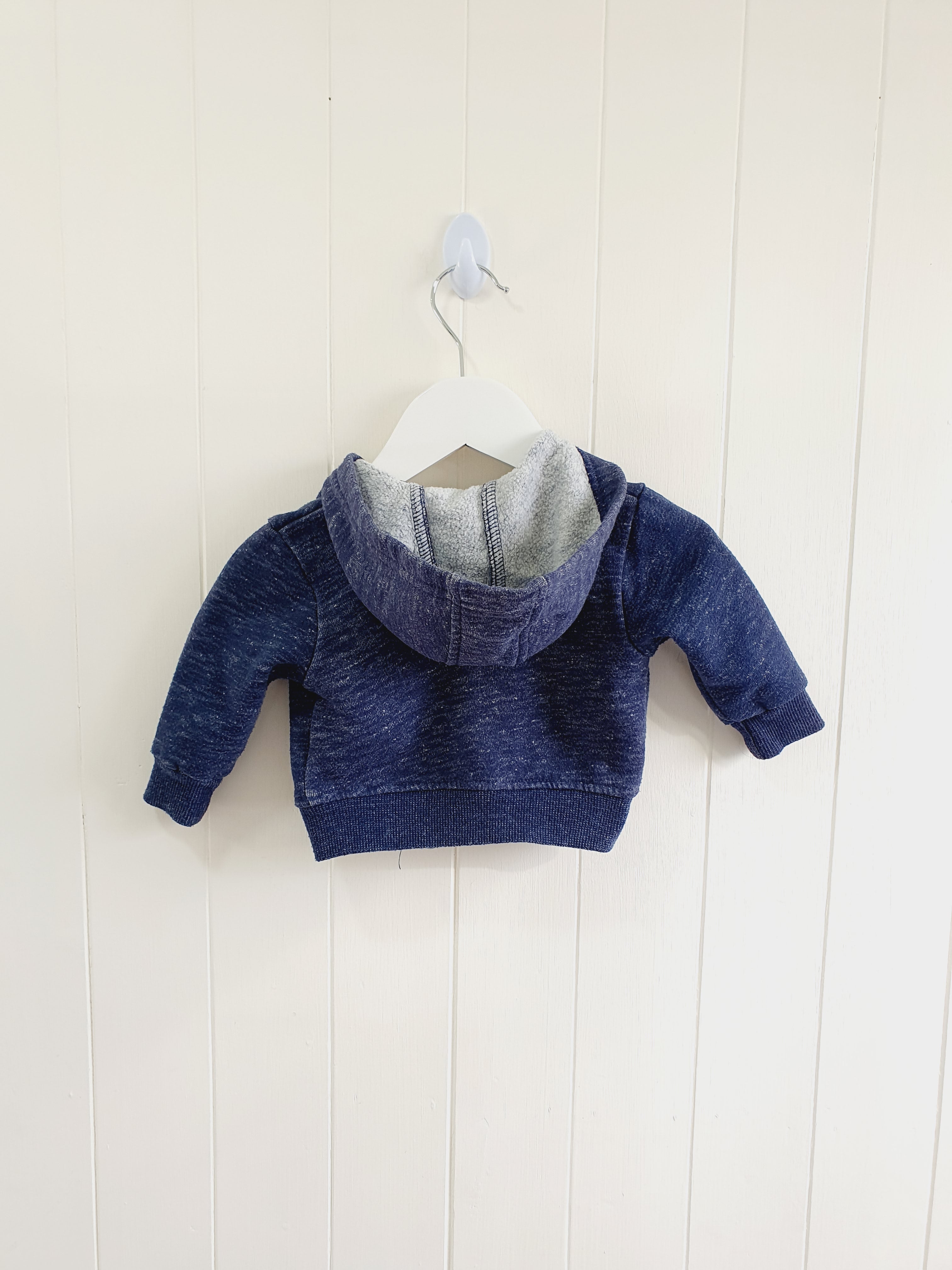 Primark zip up hooded navy jumper 0-3 months