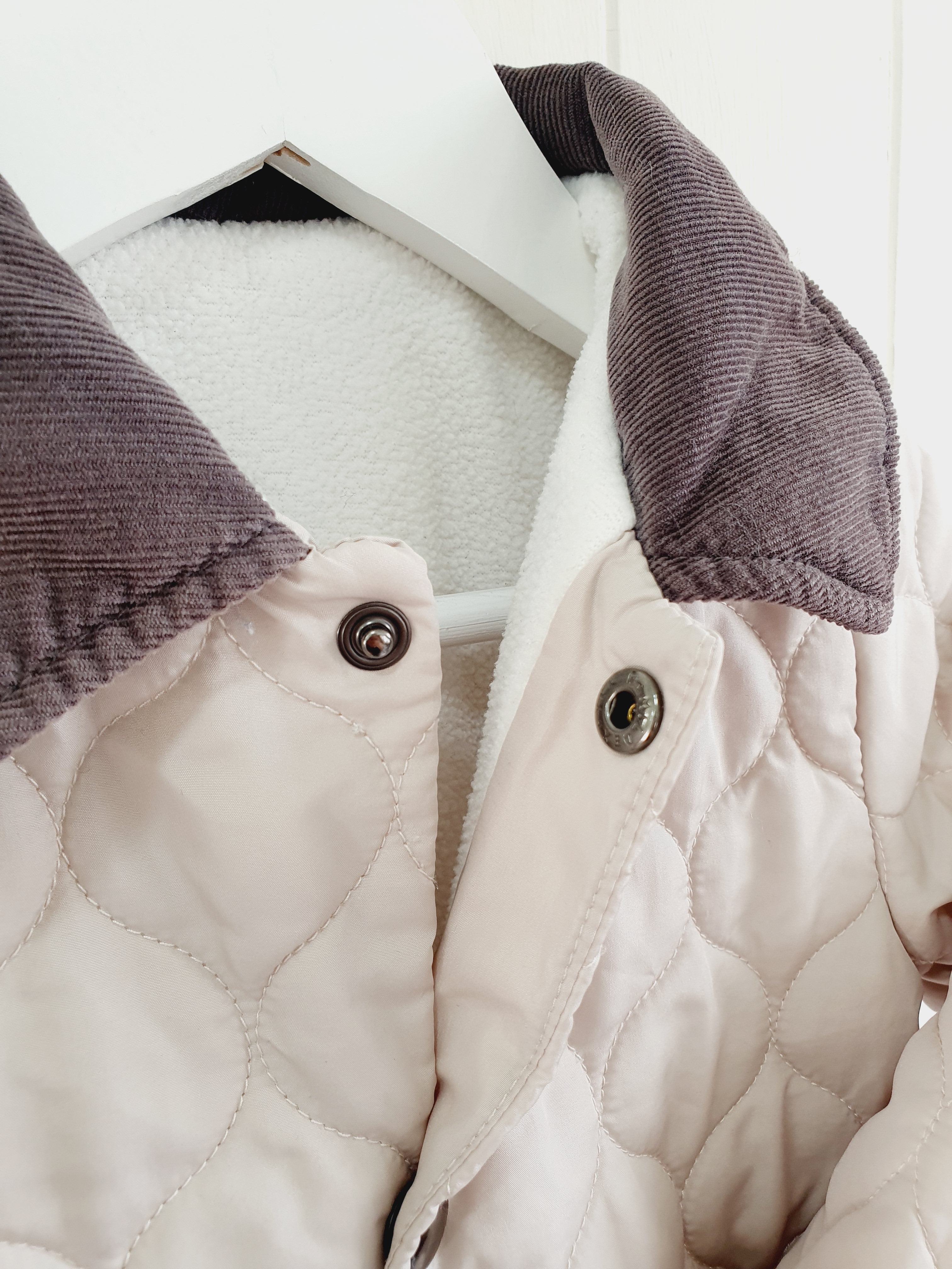 Nutmeg beige quilted popper jacket 12-18 months