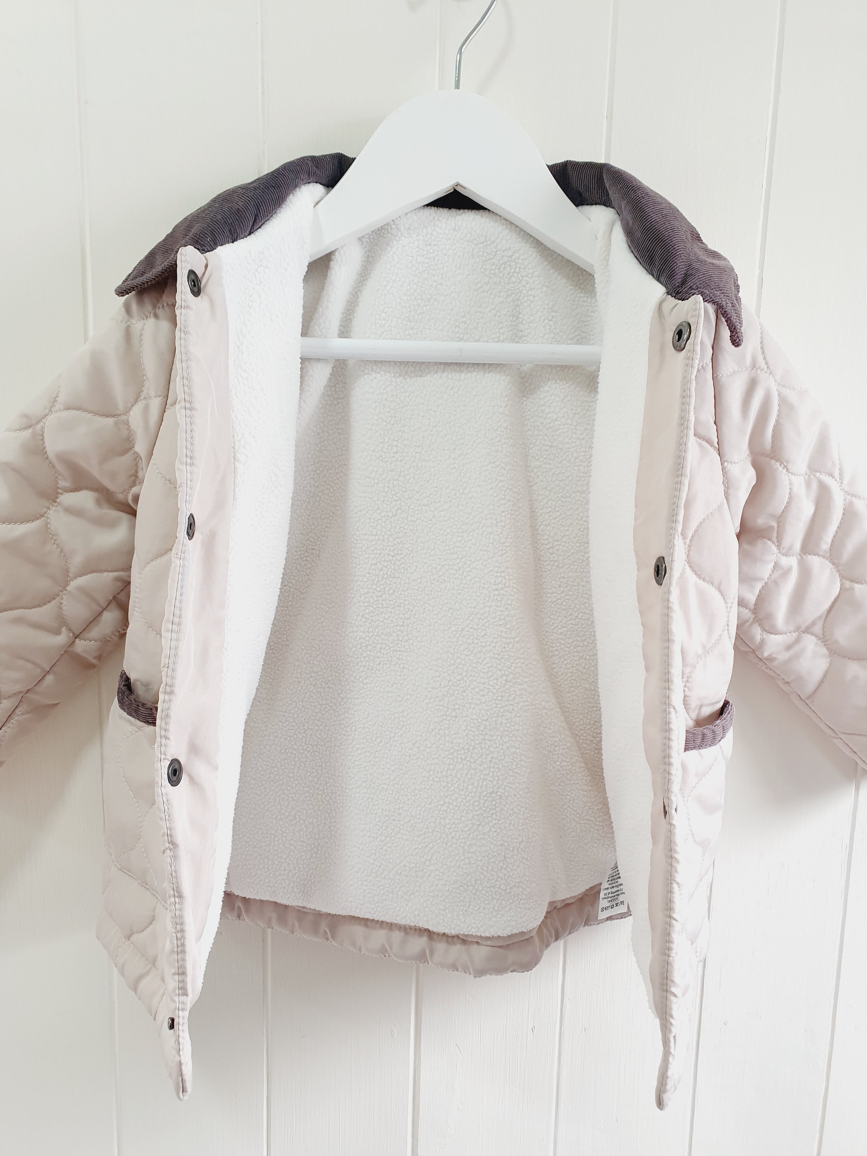 Nutmeg beige quilted popper jacket 12-18 months
