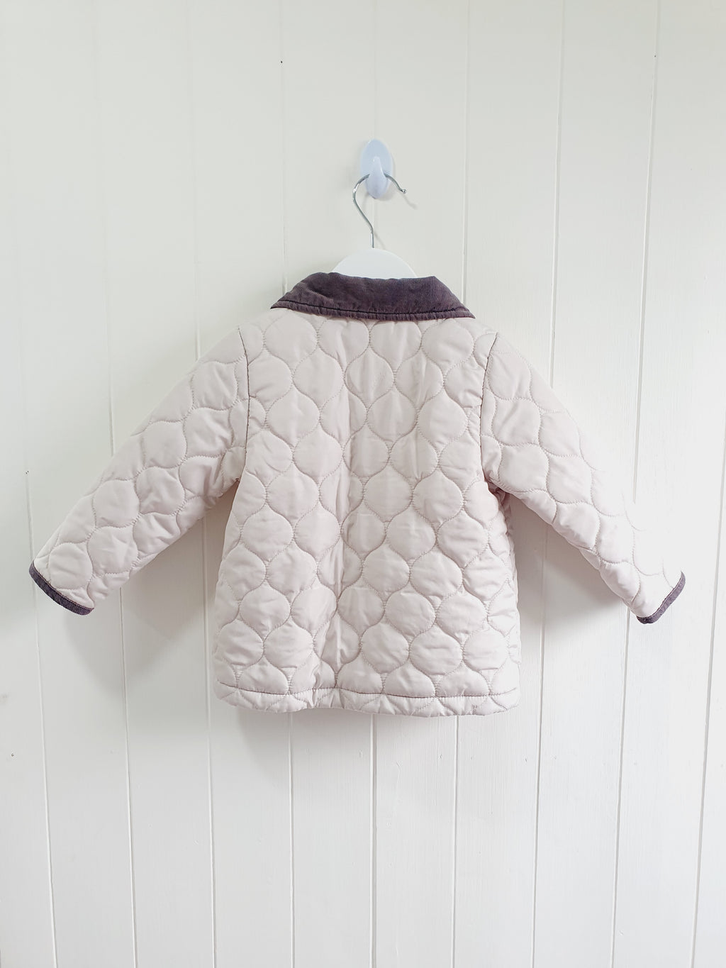 Nutmeg beige quilted popper jacket 12-18 months
