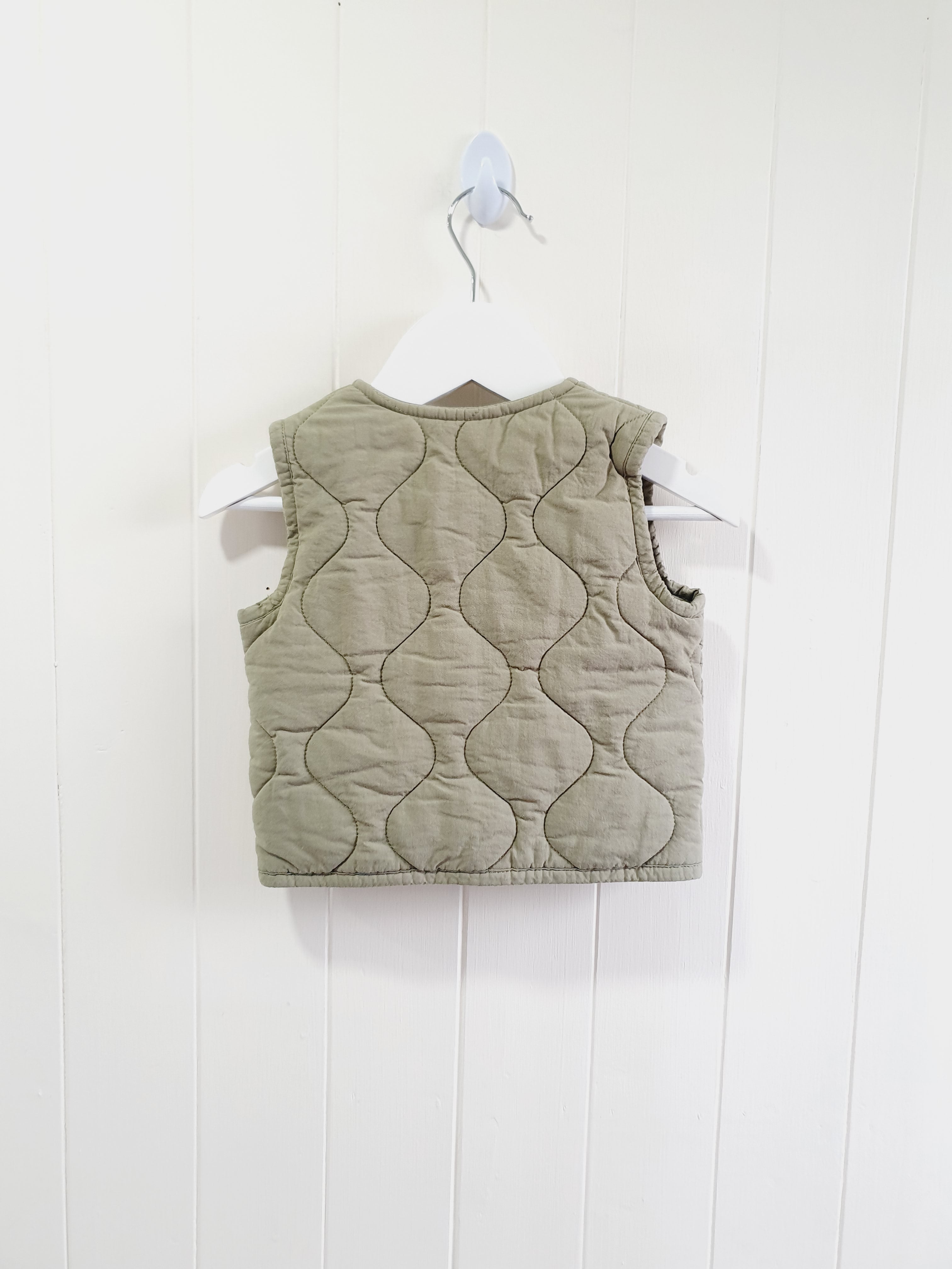 Next khaki quilted gilet 3-6 months