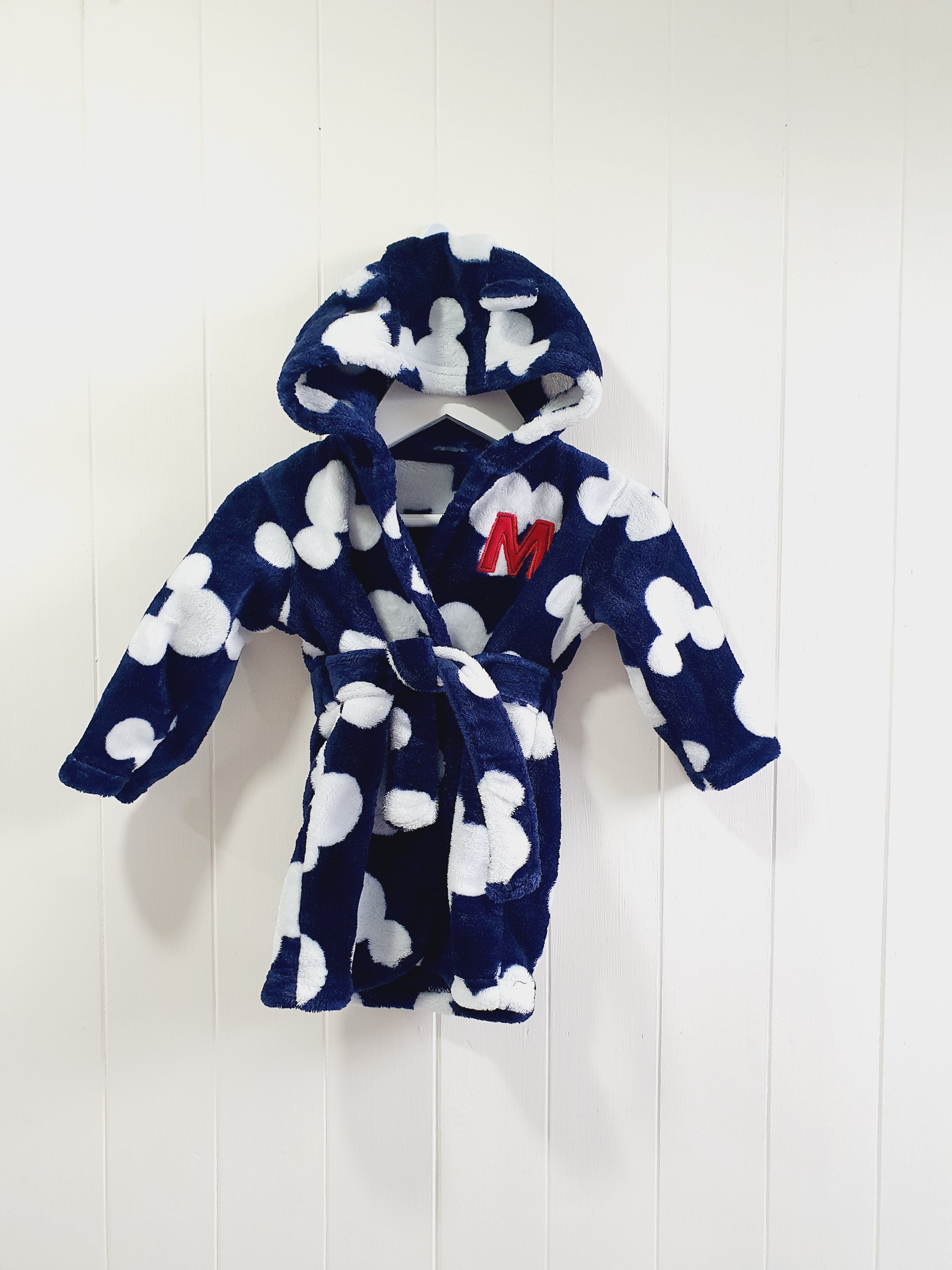 Mickey Mouse navy and white dressing gown 9-12 months