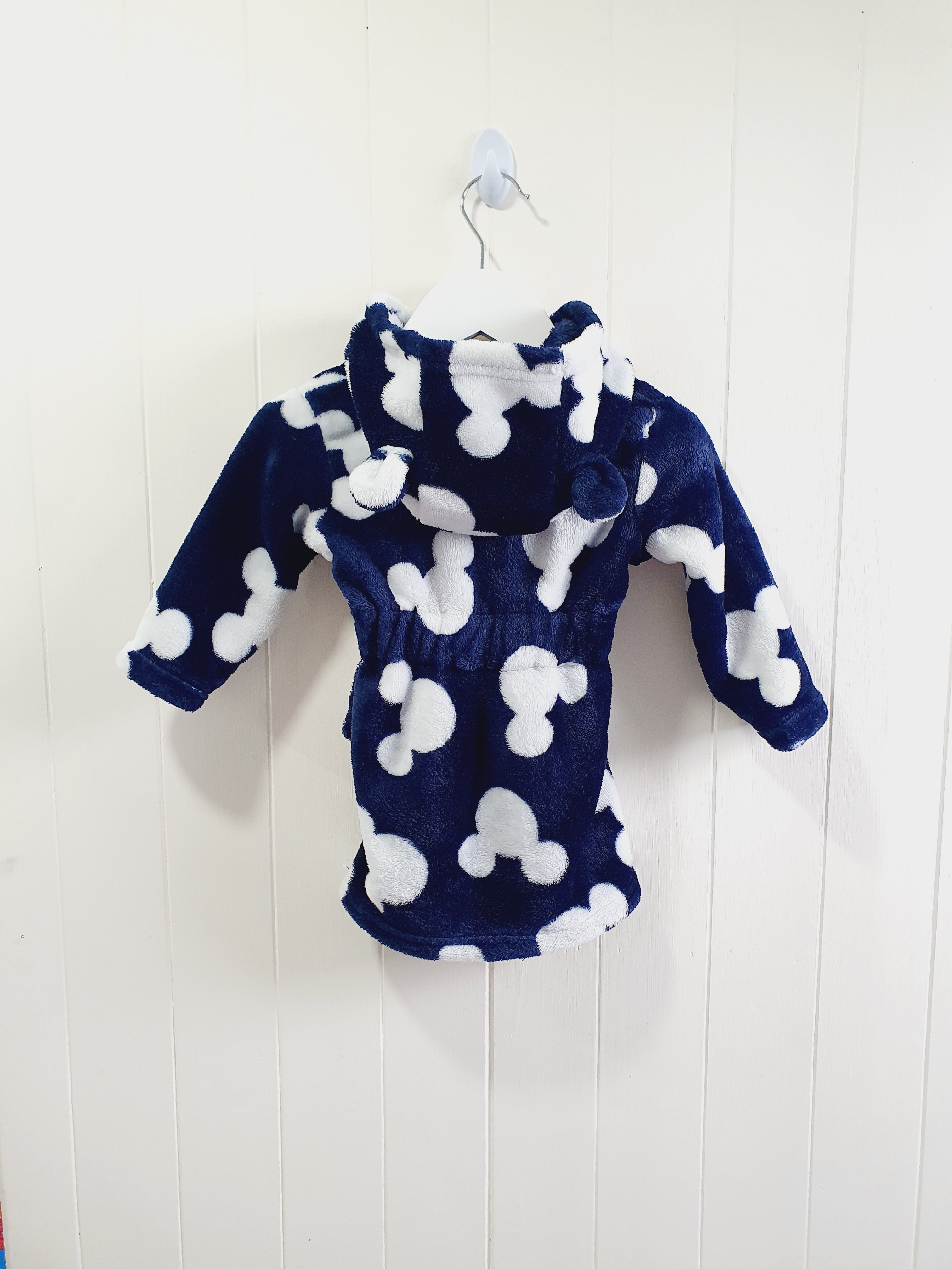 Mickey Mouse navy and white dressing gown 9-12 months