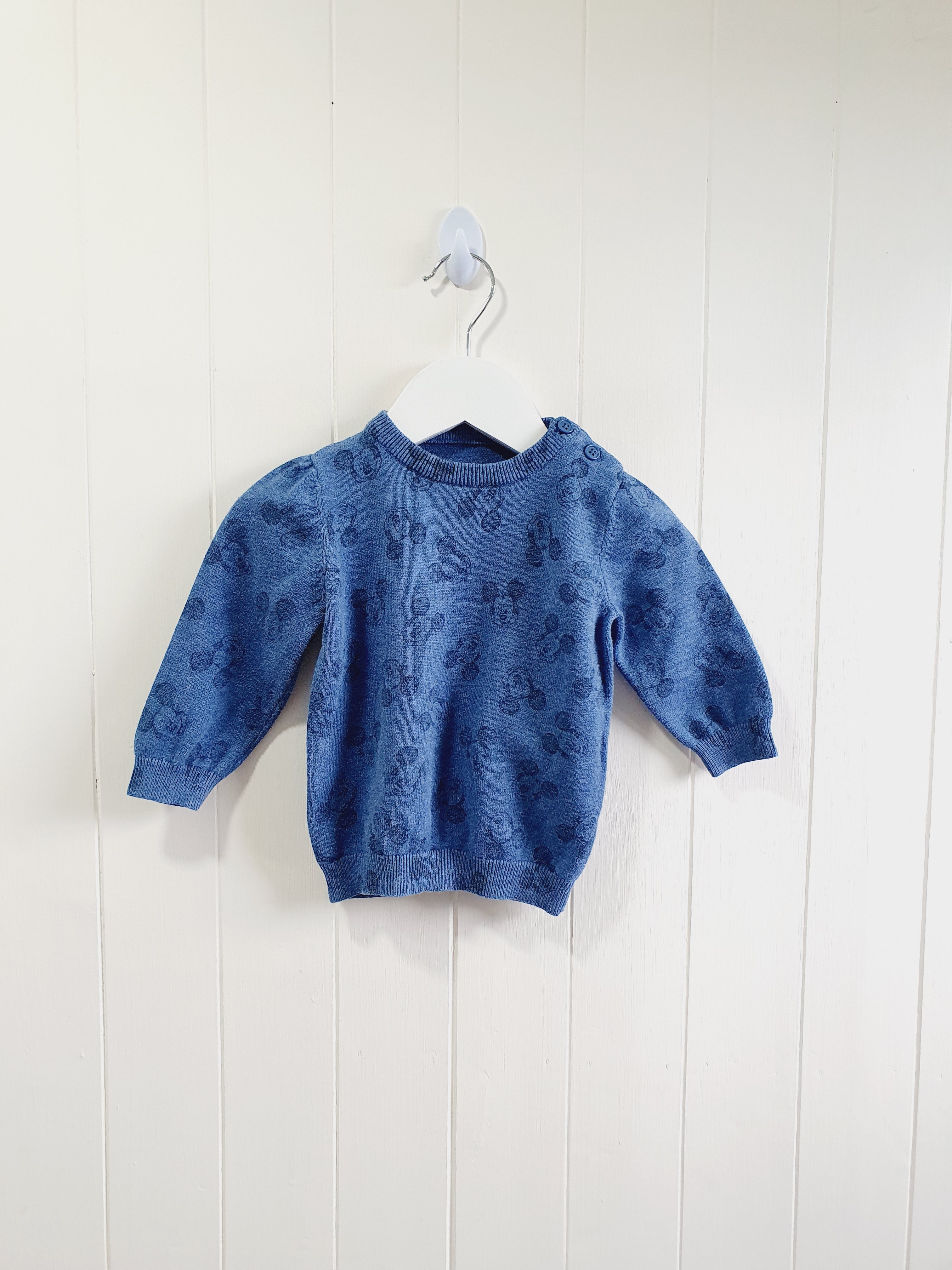 Mickey mouse blue knit jumper 6-9 months