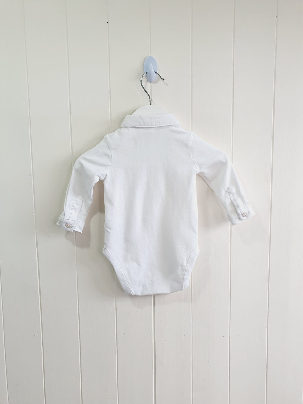 Next white polo long sleeve bodysuit 3-6 months