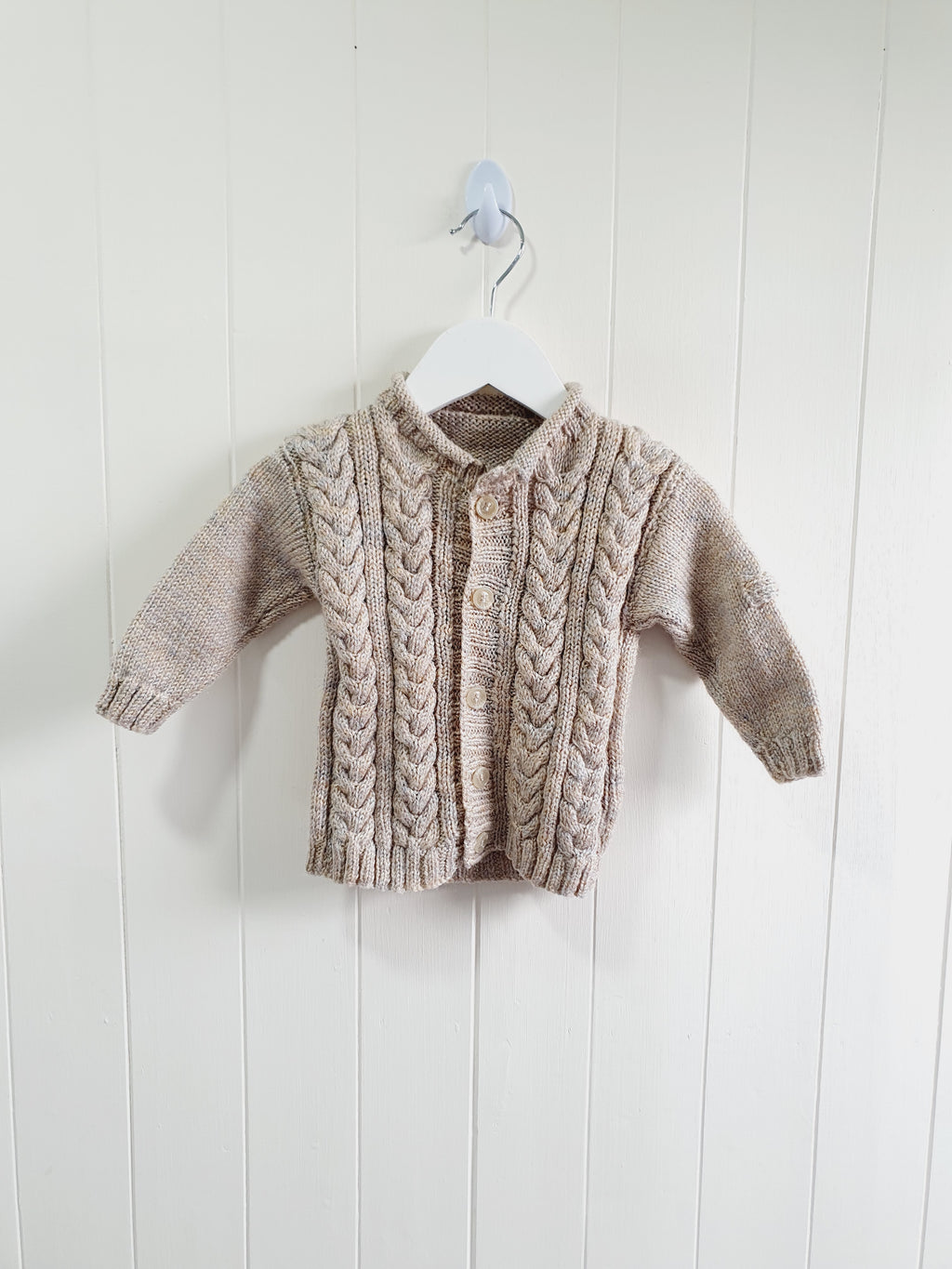 Handmade beige boys cardigan 6-9 months