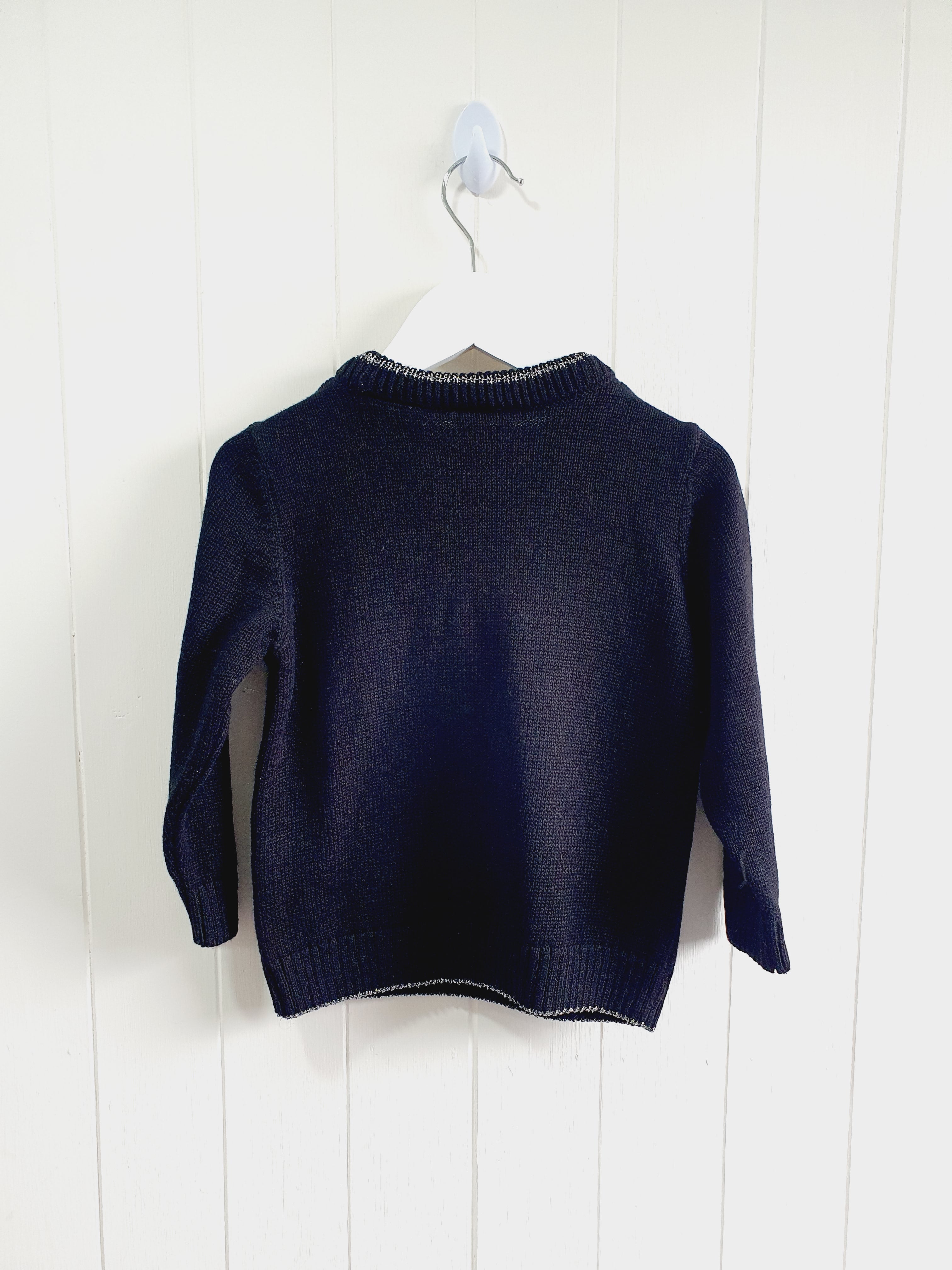 River Island King Of Christmas black jumper 18-24 months