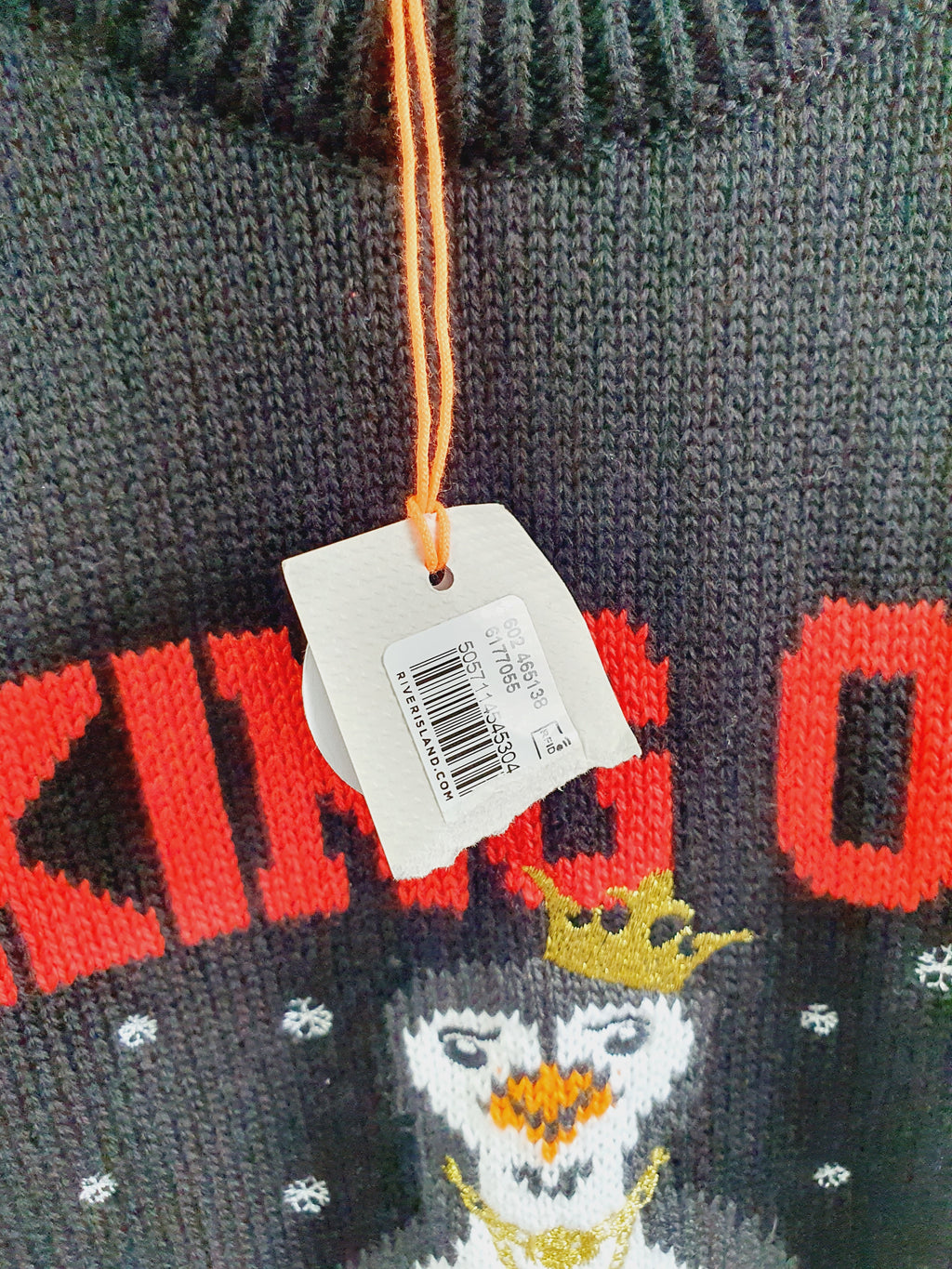 River Island King Of Christmas black jumper 18-24 months