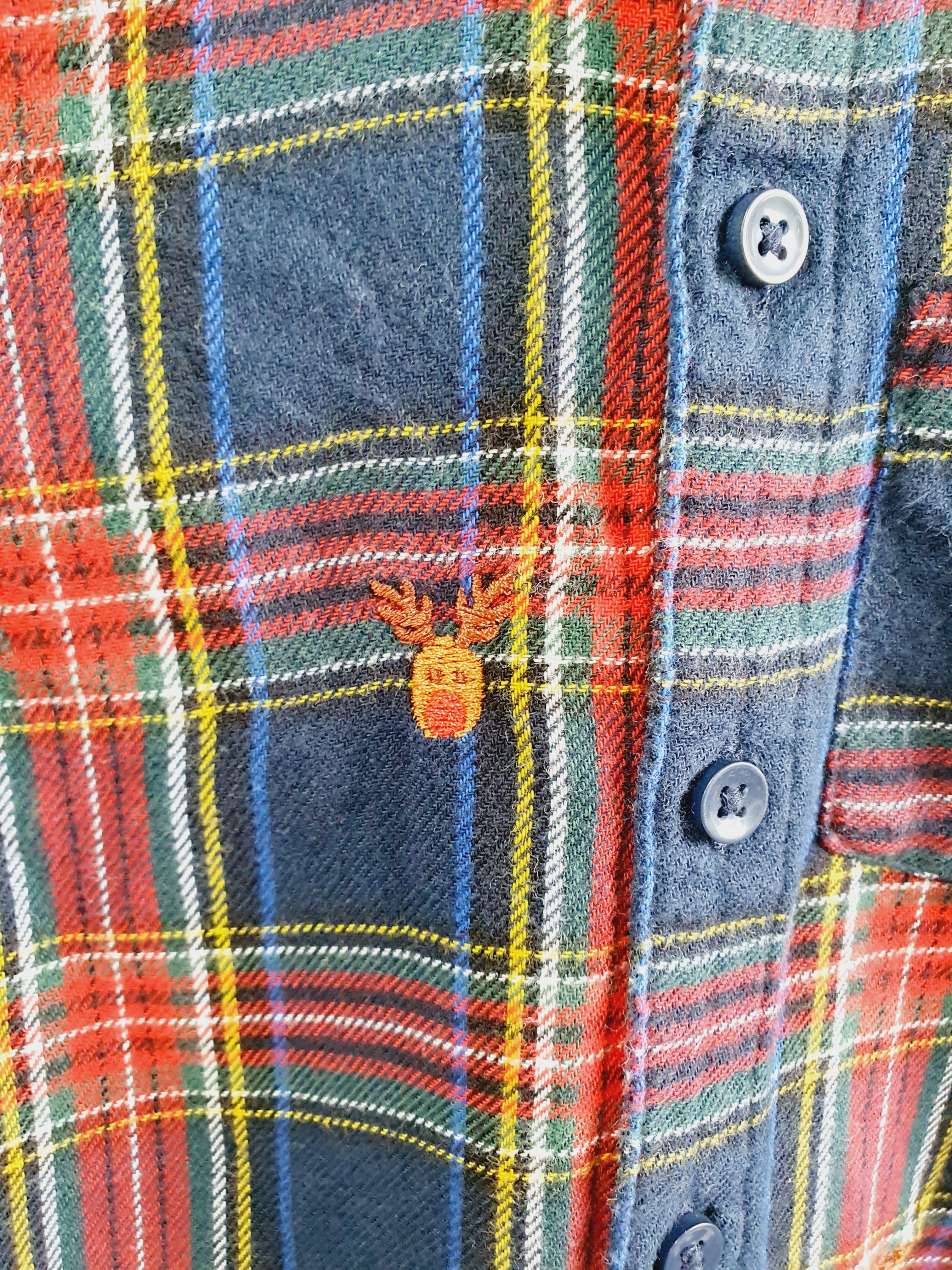 Next red and blue tartan plaid pattern shirt with embroidered deer 12-18 months