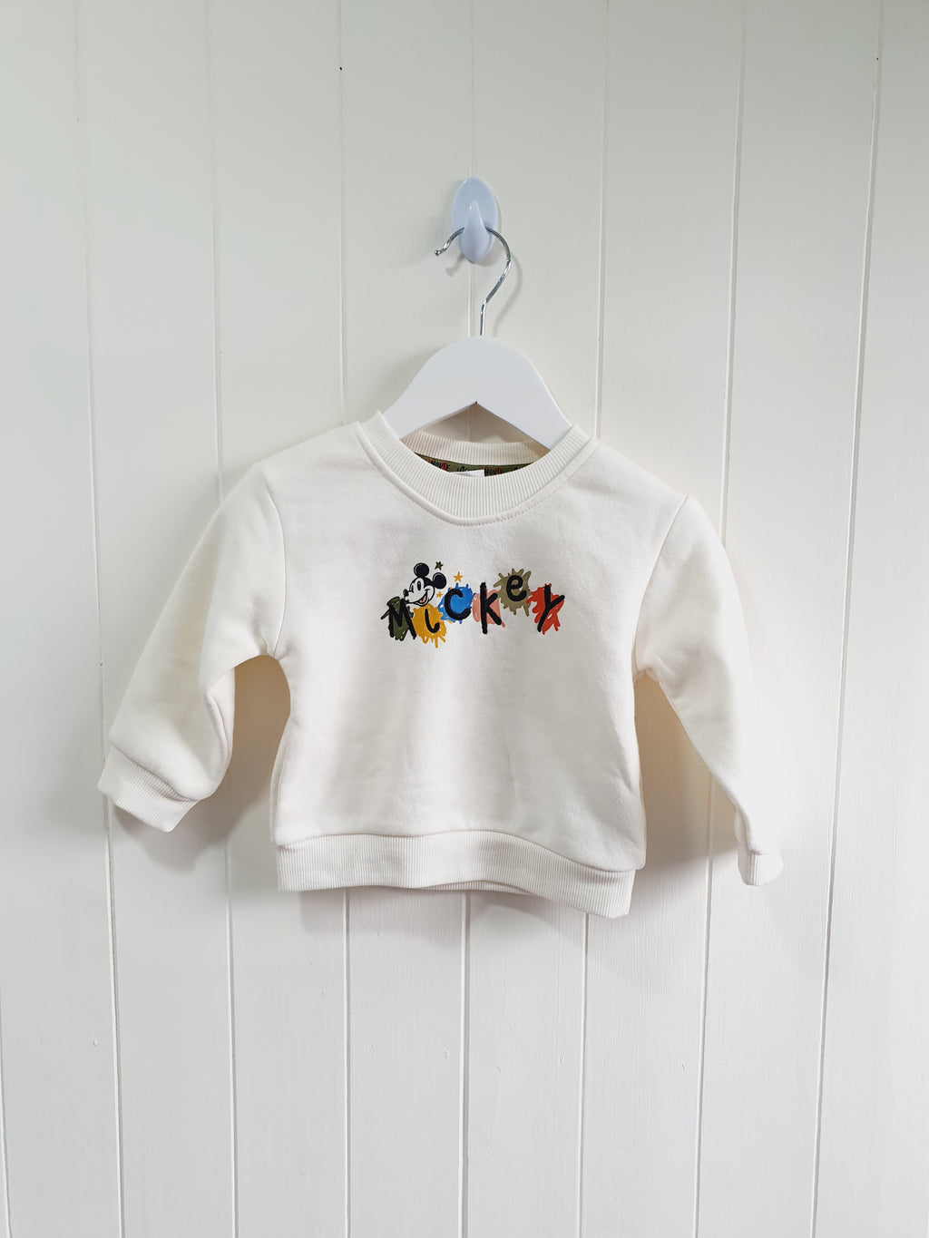 Mickey Mouse embroidered cream jumper 9-12 months