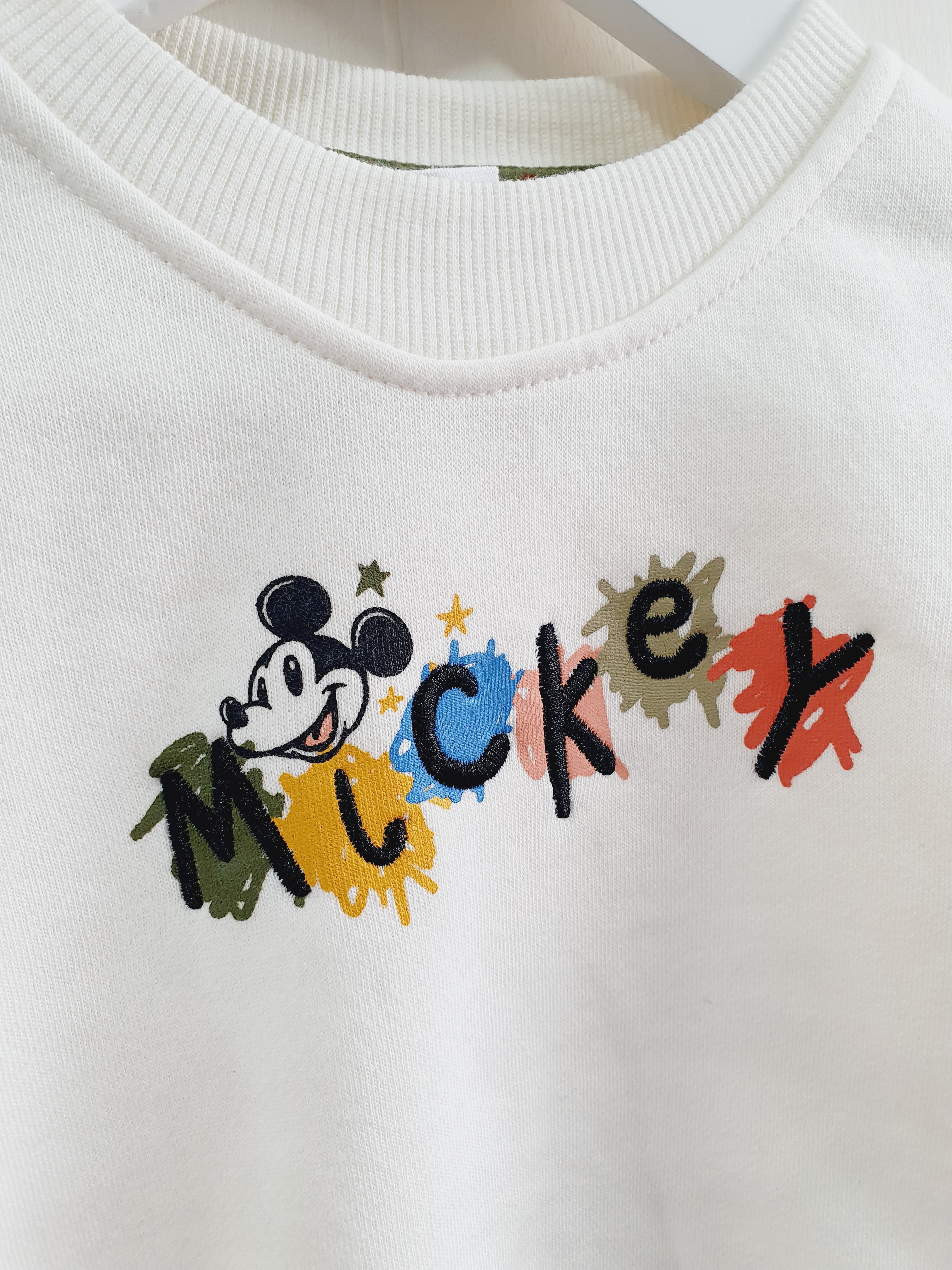 Mickey Mouse embroidered cream jumper 9-12 months