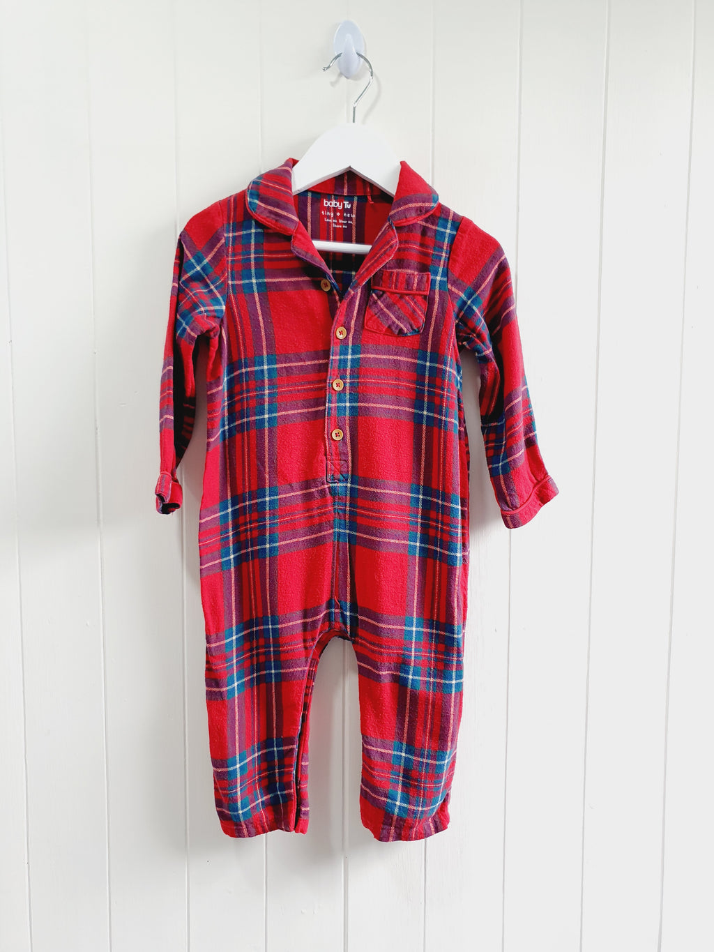 TU checkered red sleepsuit 12-18 months